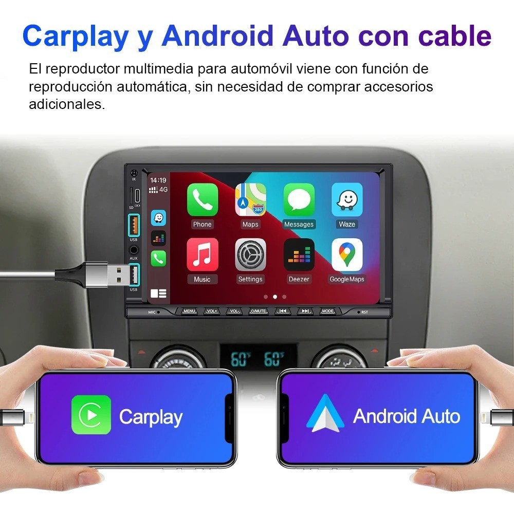 7″ Single 1Din Touch Screen Stereo Bluetooth Radio Car Apple/Android Carplay GPS