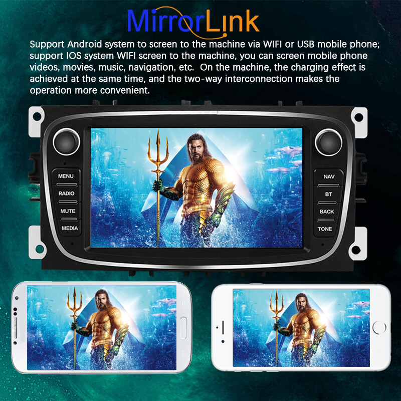 7 In 2 Din TFT Touch Screen Car Radio Android 9.0 MP5 Player For Mondeo9 GalaxyC