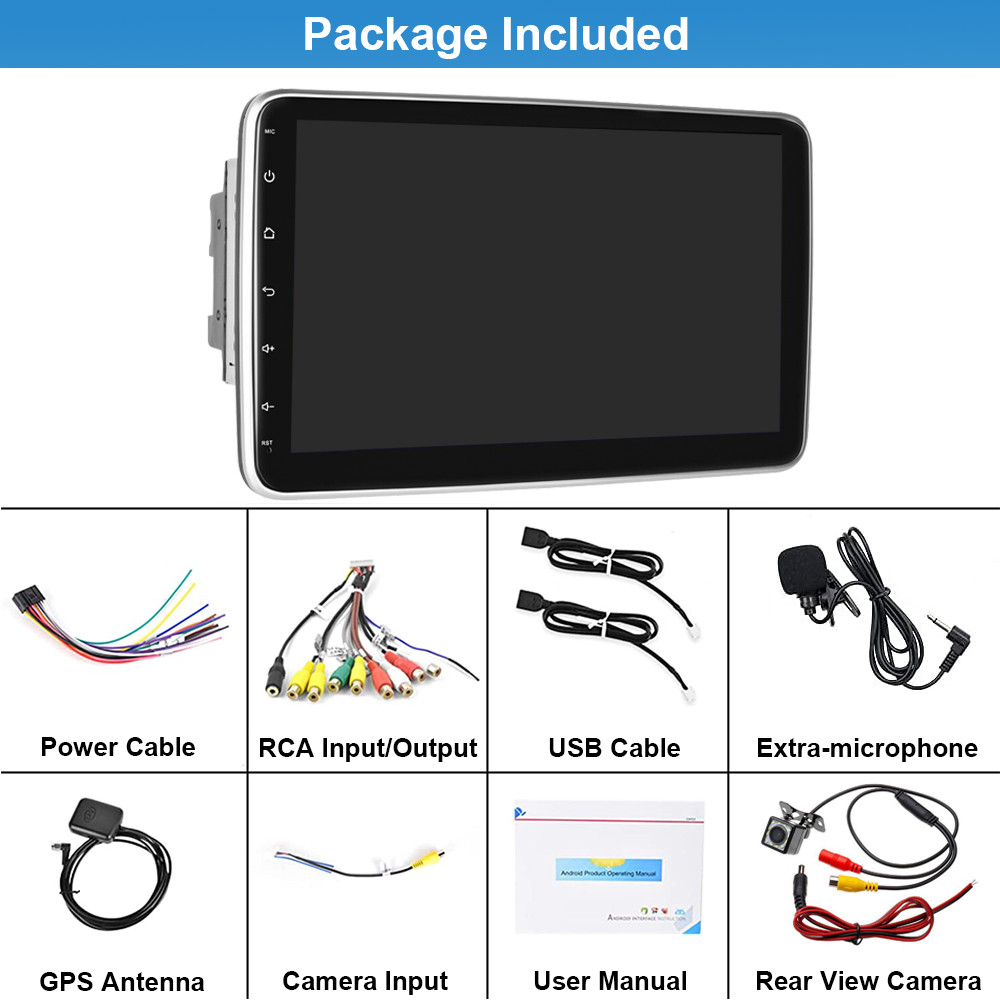 10.1″ Android 13 For Apple Carplay Car Stereo Radio GPS Navi WiFi 2 Din + Camera