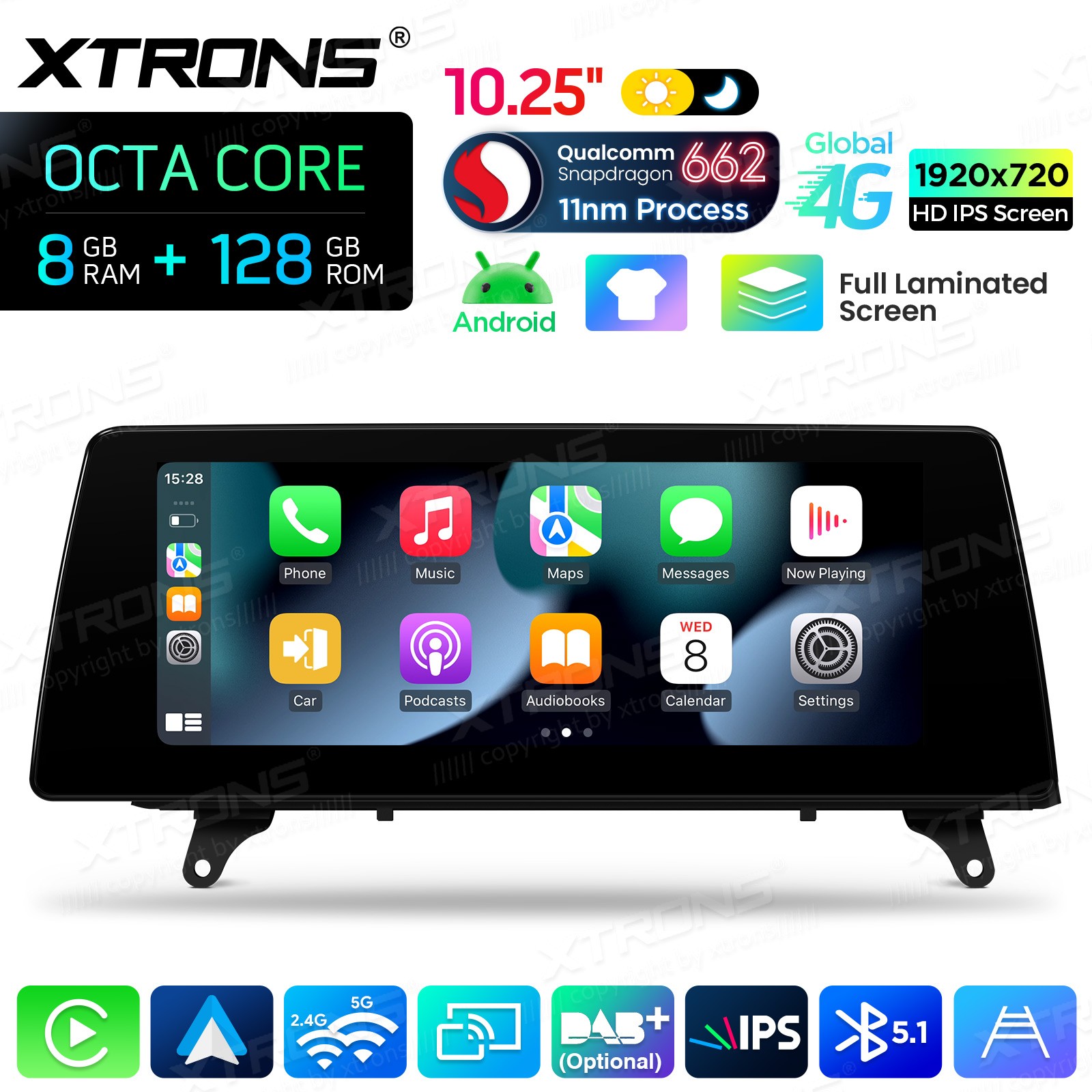 10.25” 8+128G GPS Android 14 CarPlay Car TouchScreen For BMW X5 E70 X6 E71 CCC