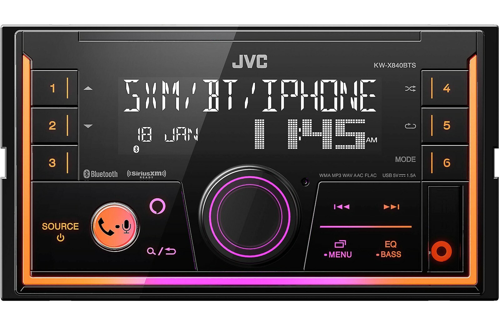 JVC KW-X840BTS Bluetooth Media 200w Car Stereo iPhone Android XM AM FM USB Aux