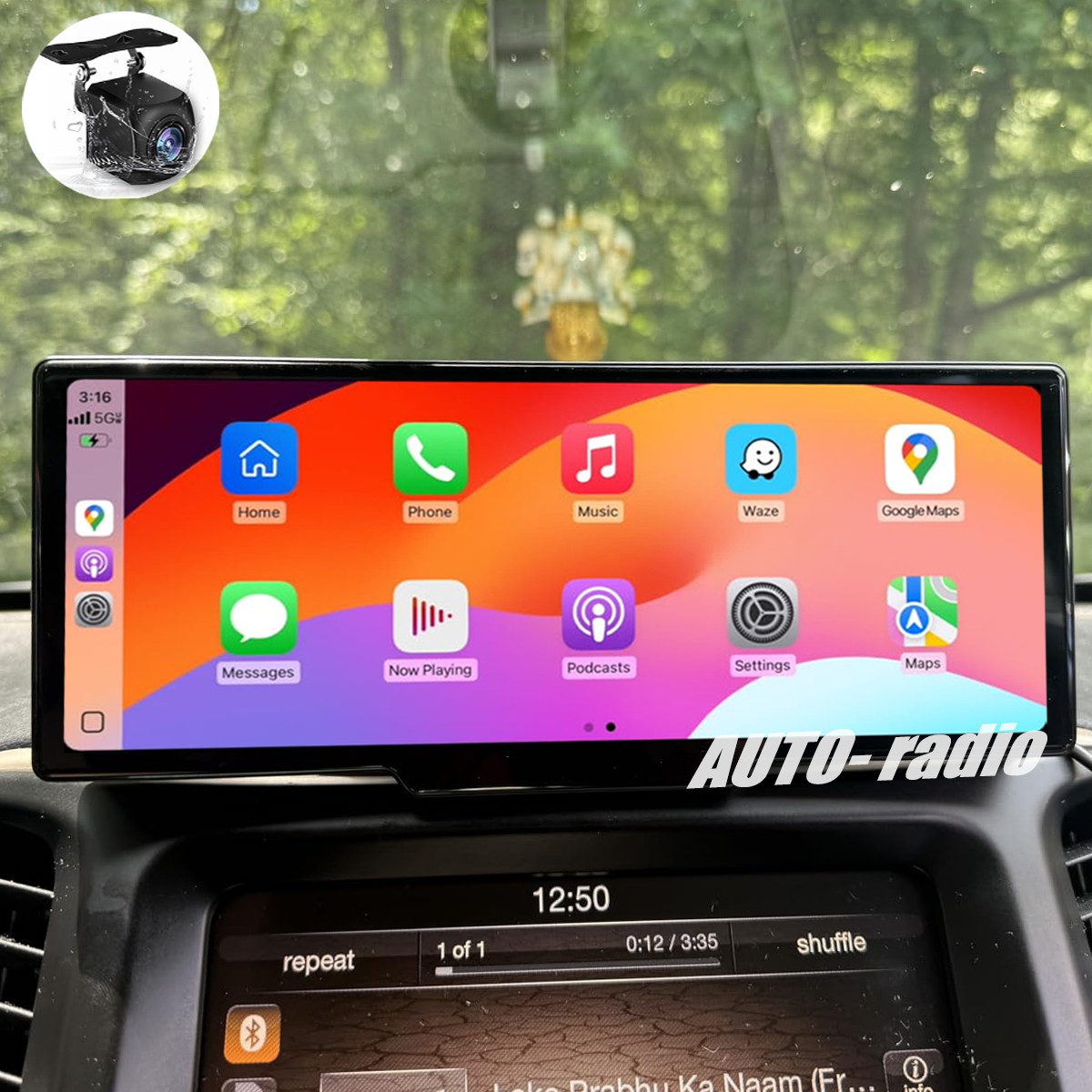 10.26″ IPS Touch Screen Car Radio Apple CarPlay Android Auto Portable Stereo+Cam
