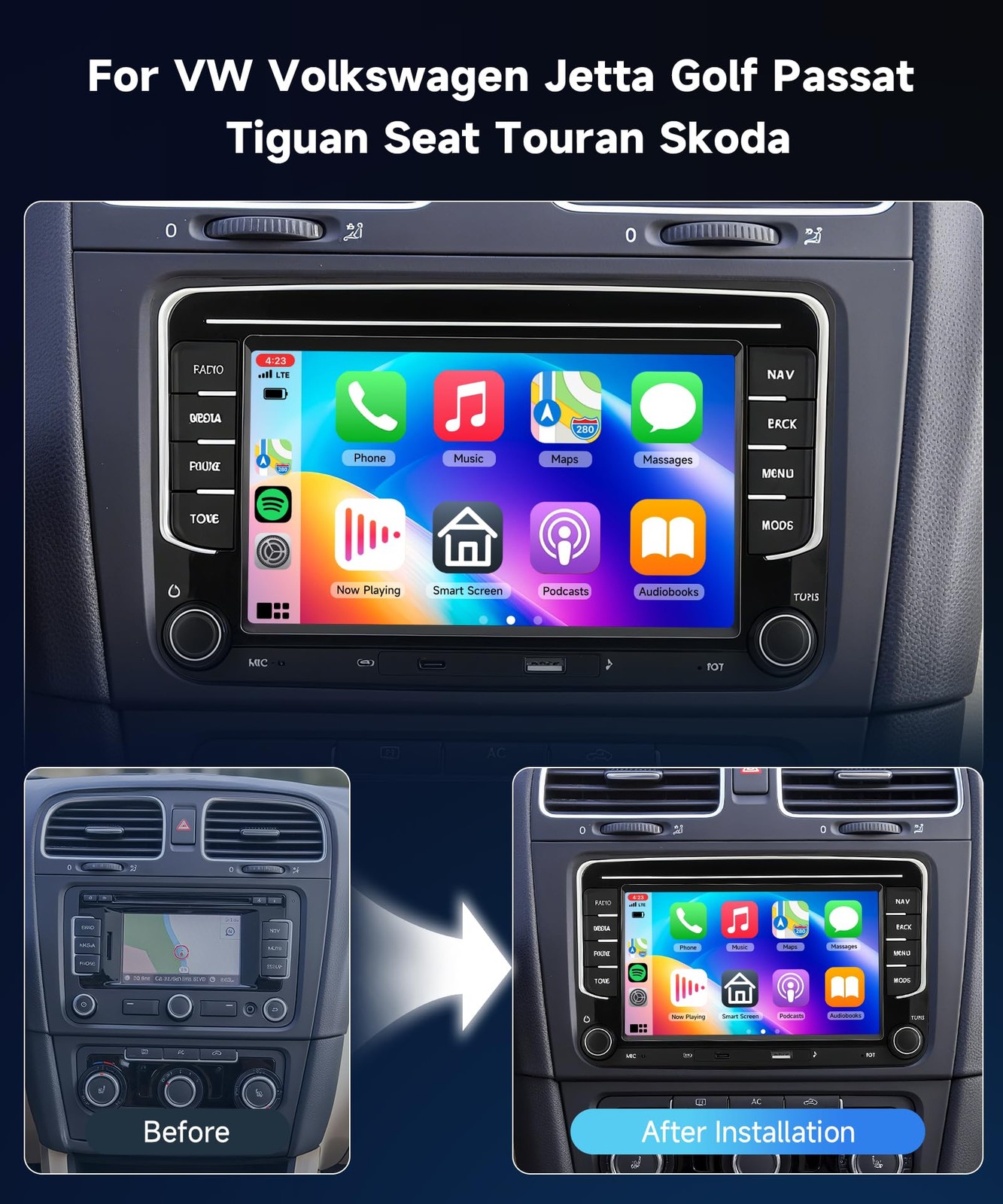 4G+64G Car Stereo for VW Passat Jetta MK5 MK6 Tiguan Golf Polo Seat Wireless …