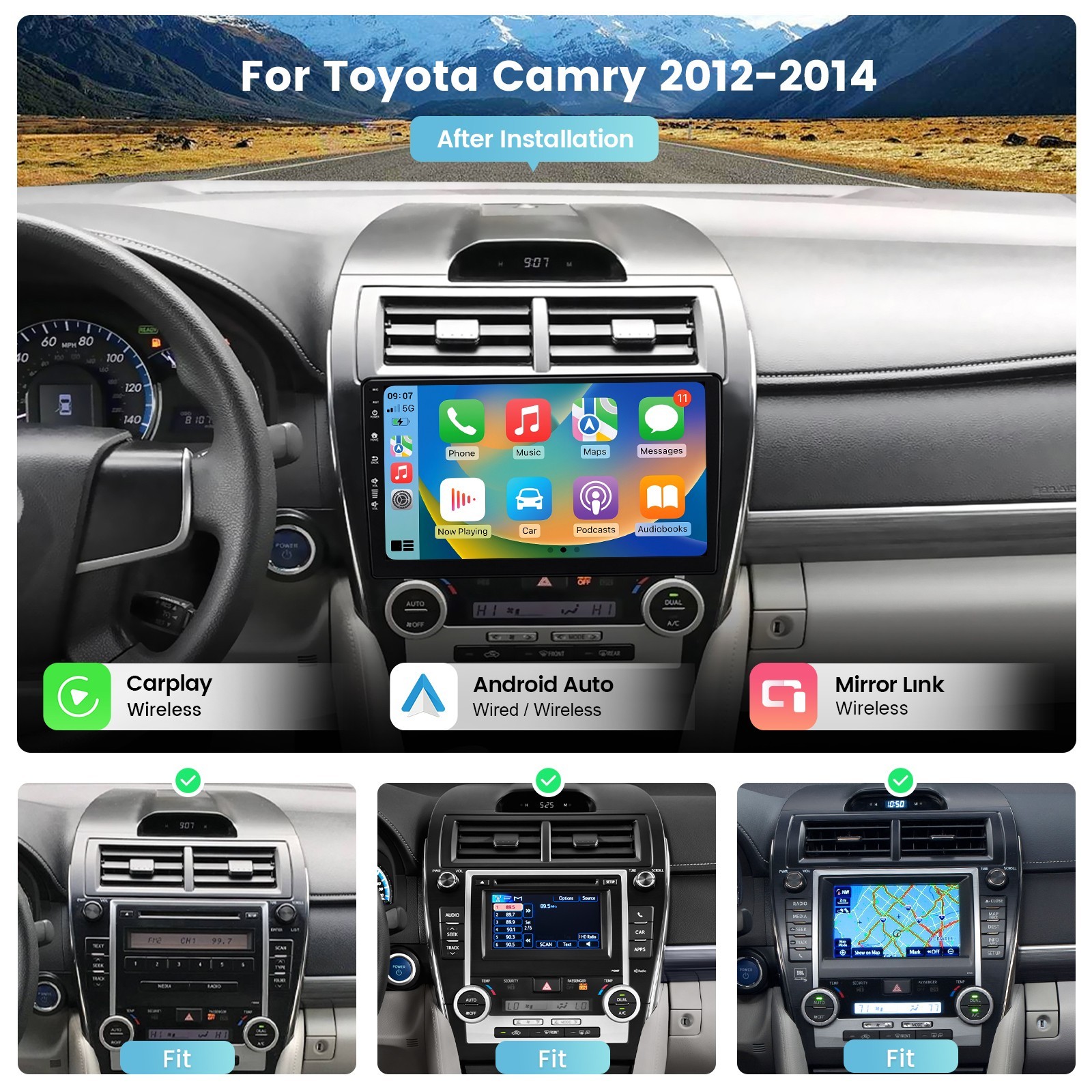 Roadanvi 10.2″ X12 Car Radio WiFi CarPlay Stereo for Toyota Camry 2012-2014 GPS