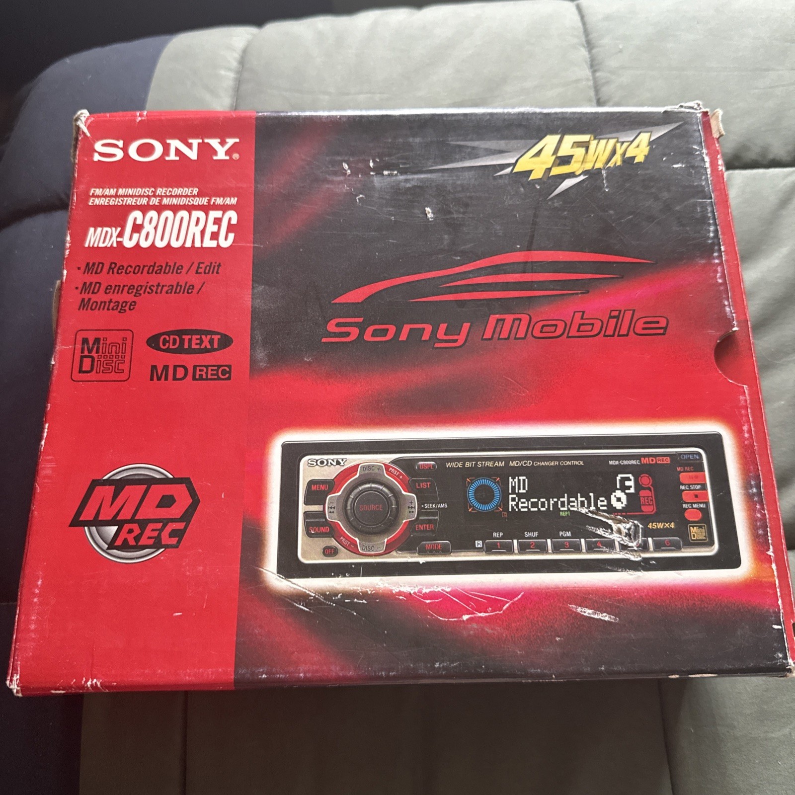 Sony MDX-C800REC MiniDisc Receiver w/ MD Recording, 1 DIN In-Dash Unit