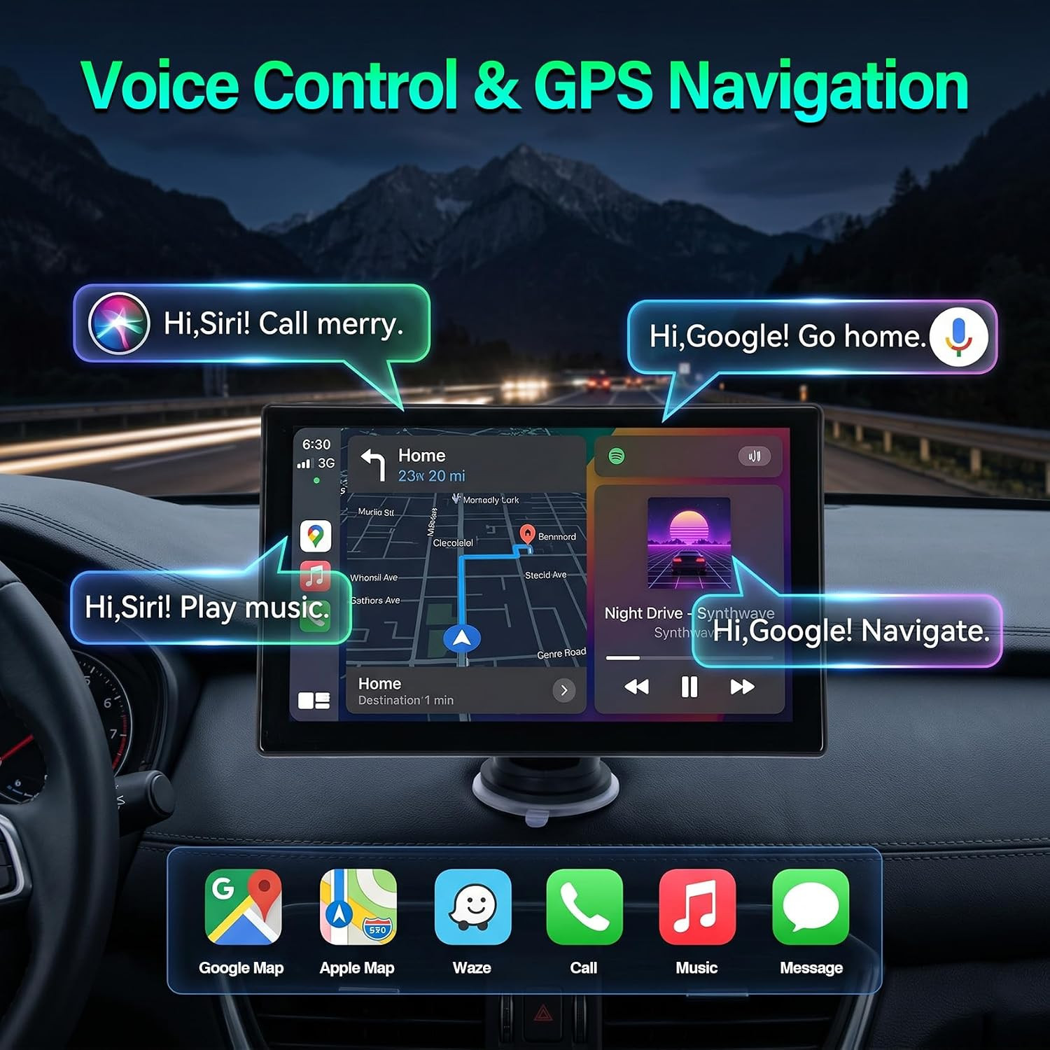 9″ Wireless Apple Carplay Screen for Car, Portable Apple Carplay & Android Auto