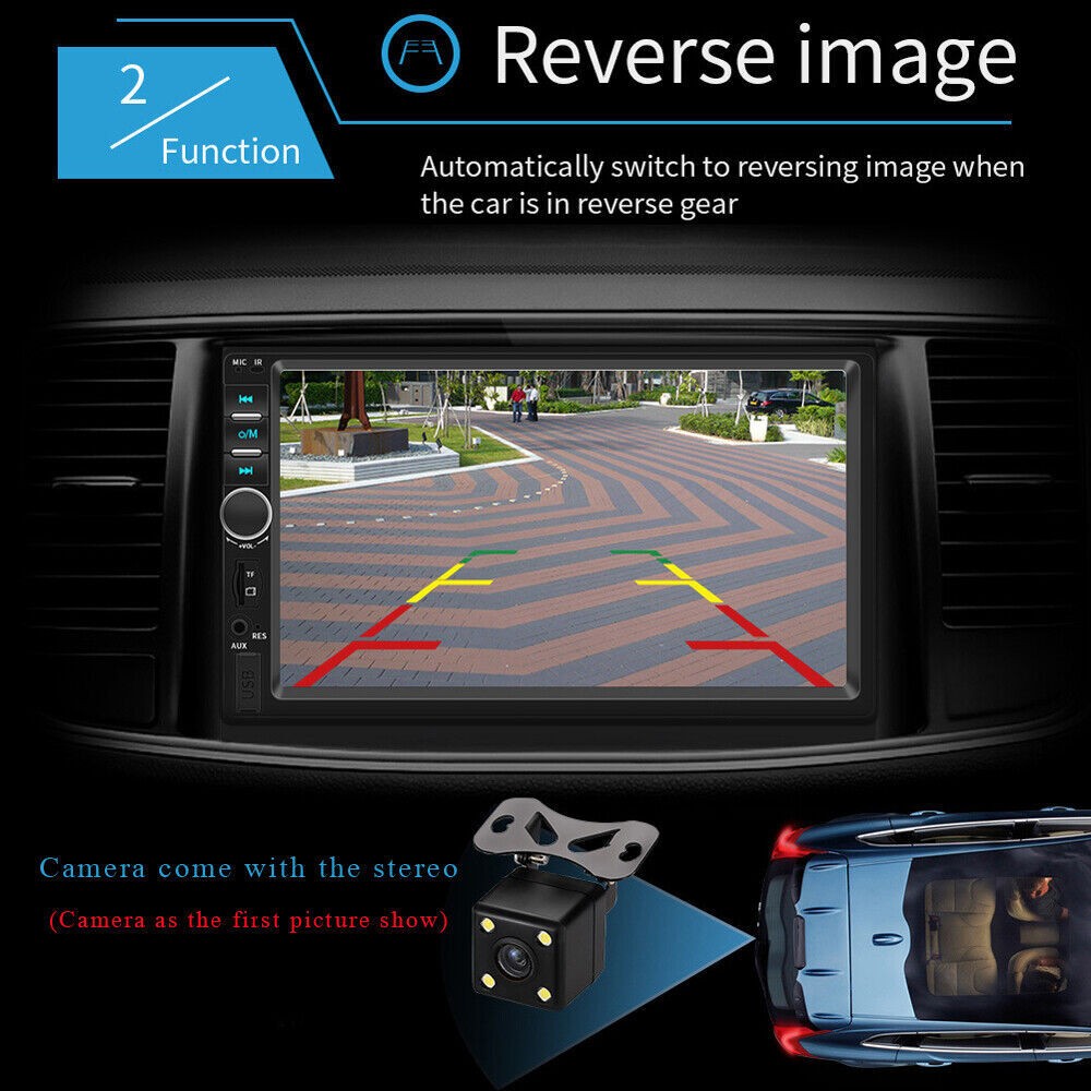 7 Inch 2 DIN Car MP5 Player Bluetooth FM Radio Touch Screen+IR LED Backup Camera