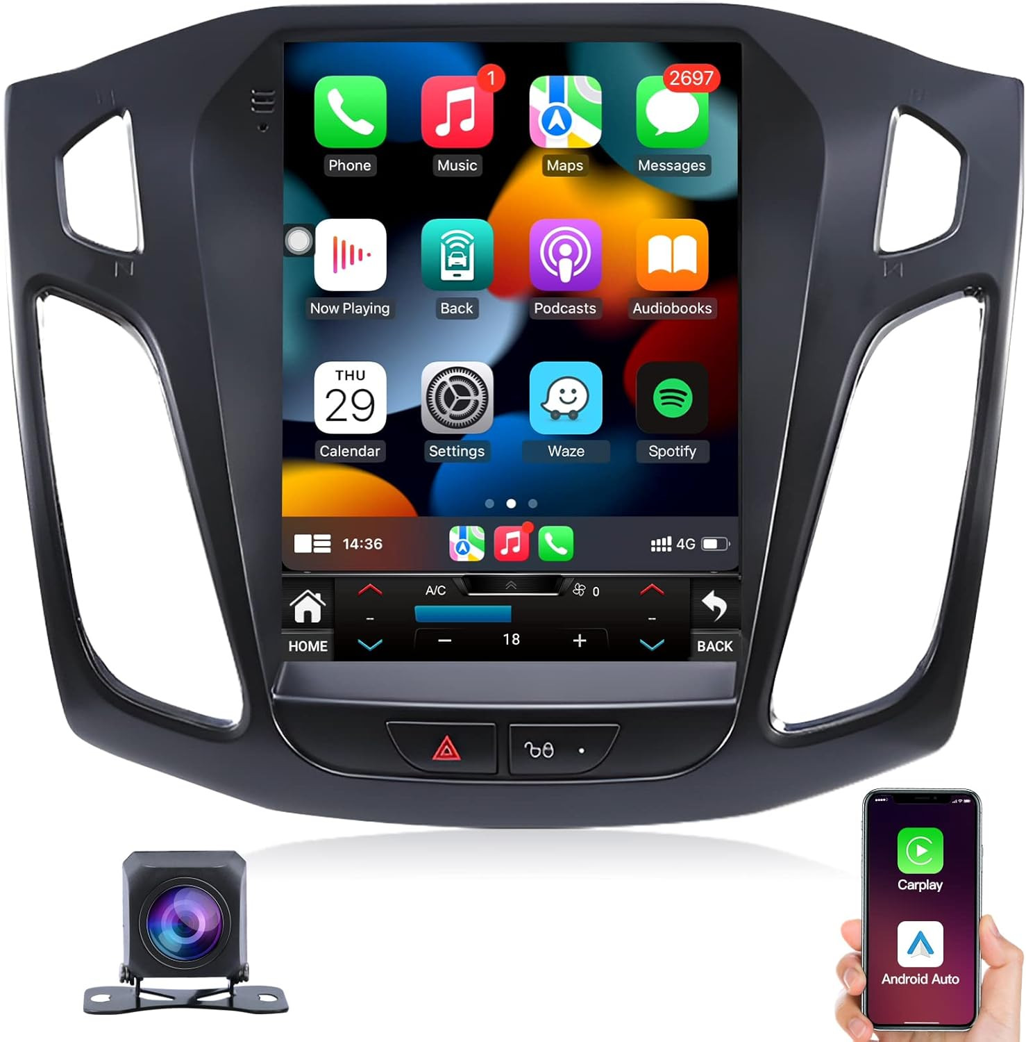 Ford Focus Car Stereo Radio 2012-2018 with Carplay/Android Auto, 2G RAM 32G ROM