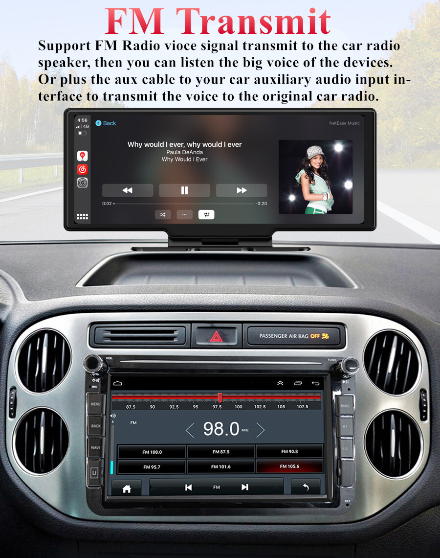 2.5D10.26in Car Dash Cam Auto Bluetooth DVR Video Recorder Dashboard APP Control