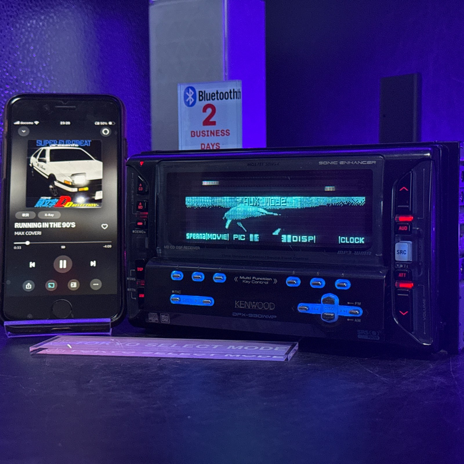 Kenwood DPX-930WMP 2DIN Car Audio CD MD Player Added Bluetooth DSP Tested Stock