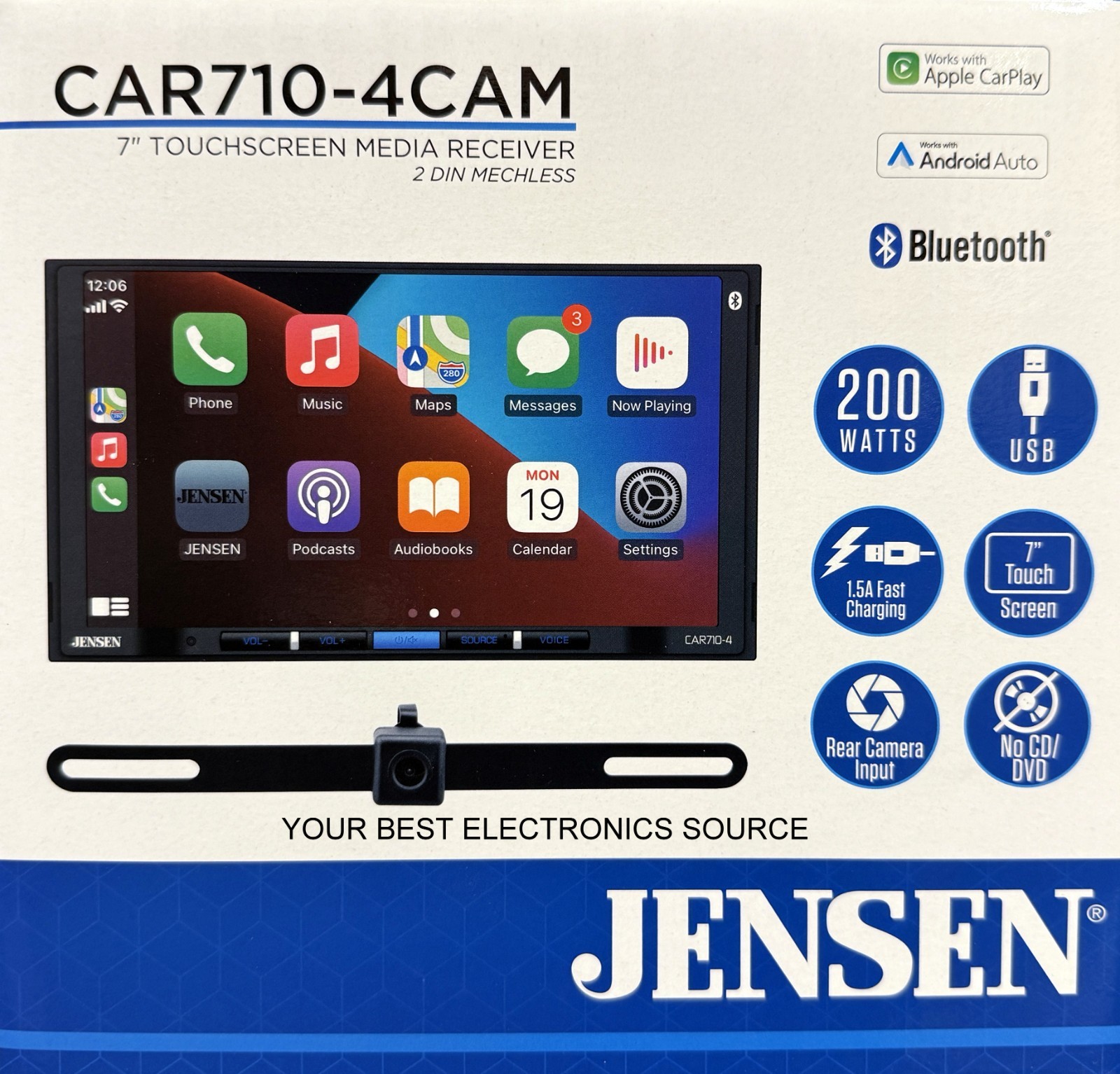 NEW Jensen CAR710-4CAM Digital Media, 2DIN, CarPlay/Android Auto & Rear Cam