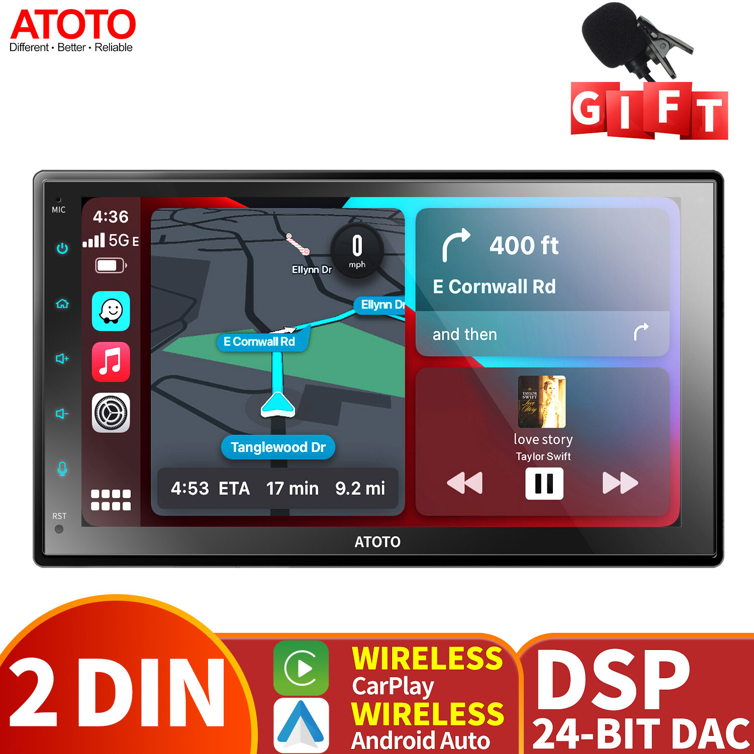 ATOTO F7 2Din Car Play Stereo Radio 7in Full TouchScreen Live RearView Cam input