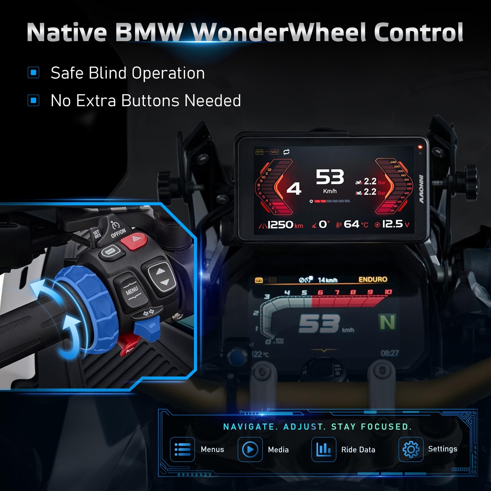 INNOVV N2 for BMW Motorcycle Wireless CarPlay & Android Auto, 6.5″ Touch Scre…