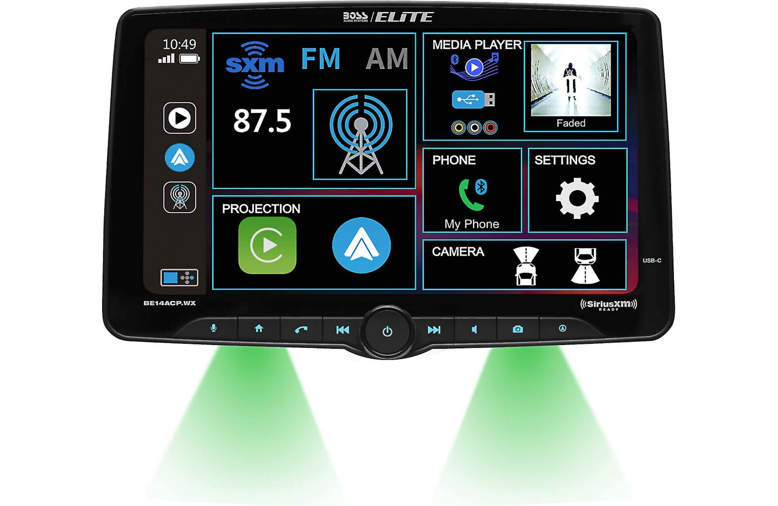 BOSS BE14ACP.WX 1-DIN 14″ Receiver Wireless Apple Carplay/Android Auto SiriusXM