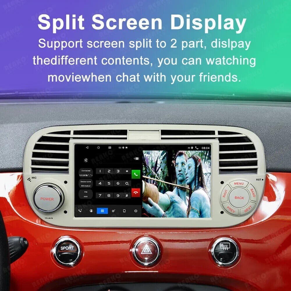 7″ Android 13 Car Stereo Radio Carplay AHD GPS HD Screen For Fiat 500 2007-2015
