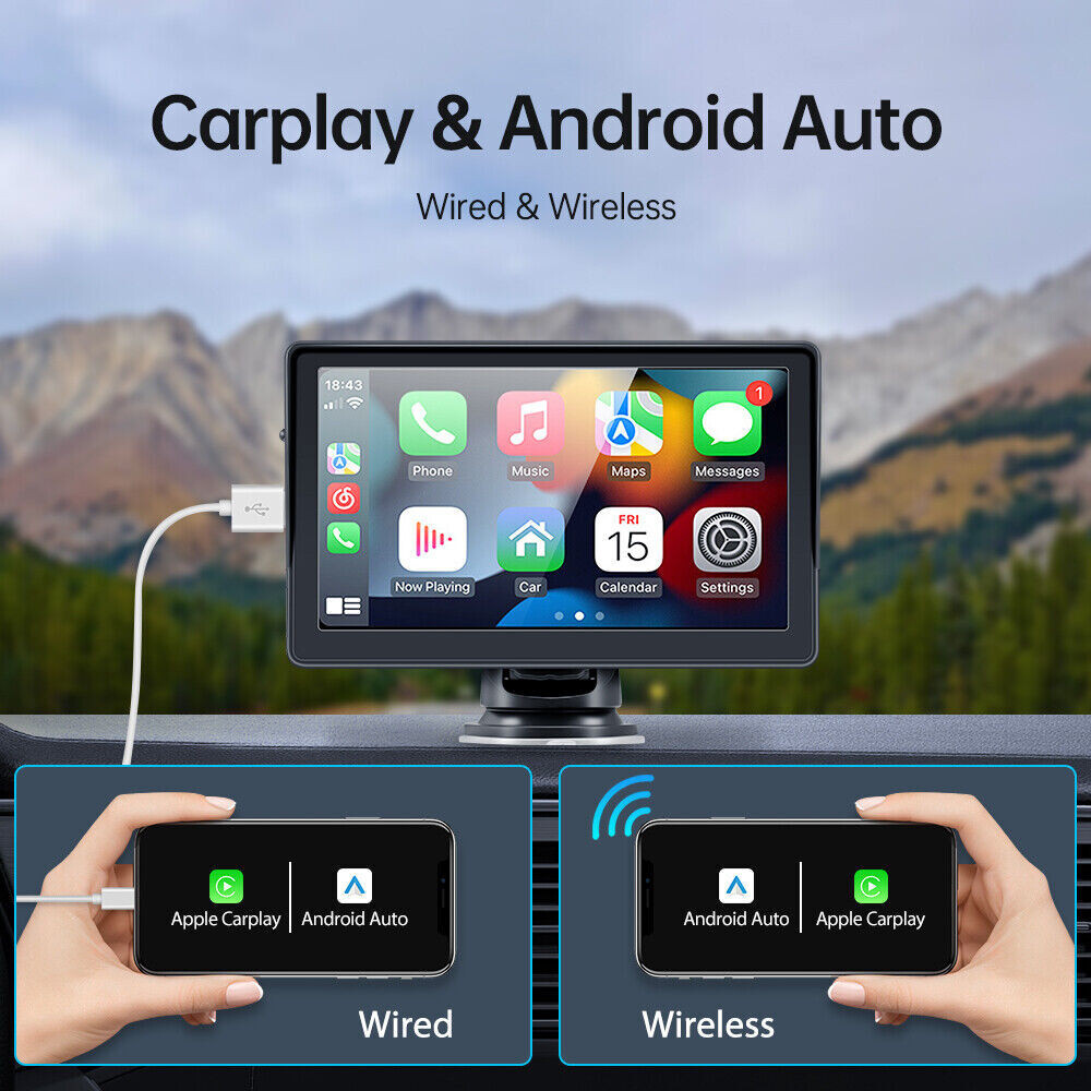 Universal 7″ Touch Screen Car Radio Apple CarPlay Android Auto Portable Stereo