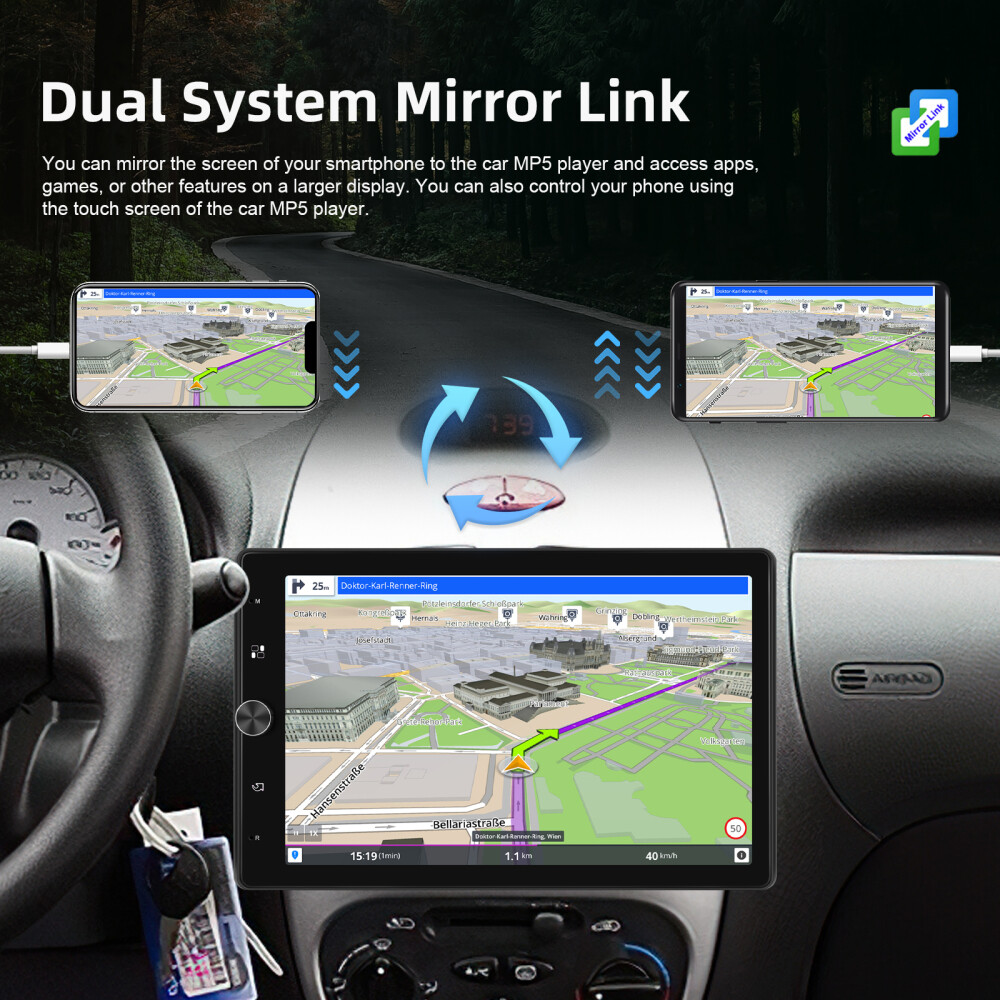 10.4″ Car Stereo Radio Single 1 DIN Carplay Android Auto Vertical Screen +Camera