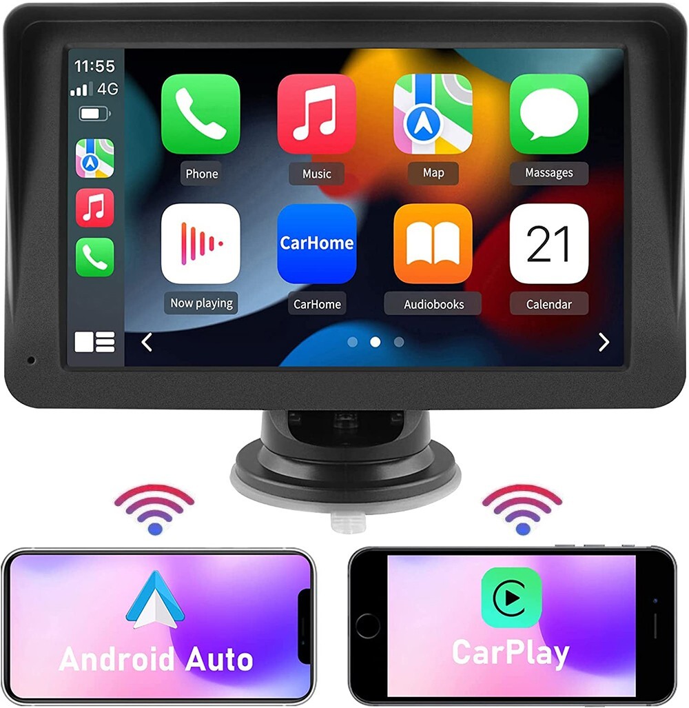 Portable wireless radio car stereo Apple CarPlay Android 7 “touch screen-