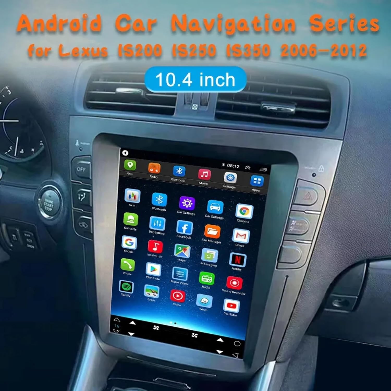 10.4″ For Lexus IS250 IS350 2006-2012 Androind 14 Car Stereo Radio GPS Carplay
