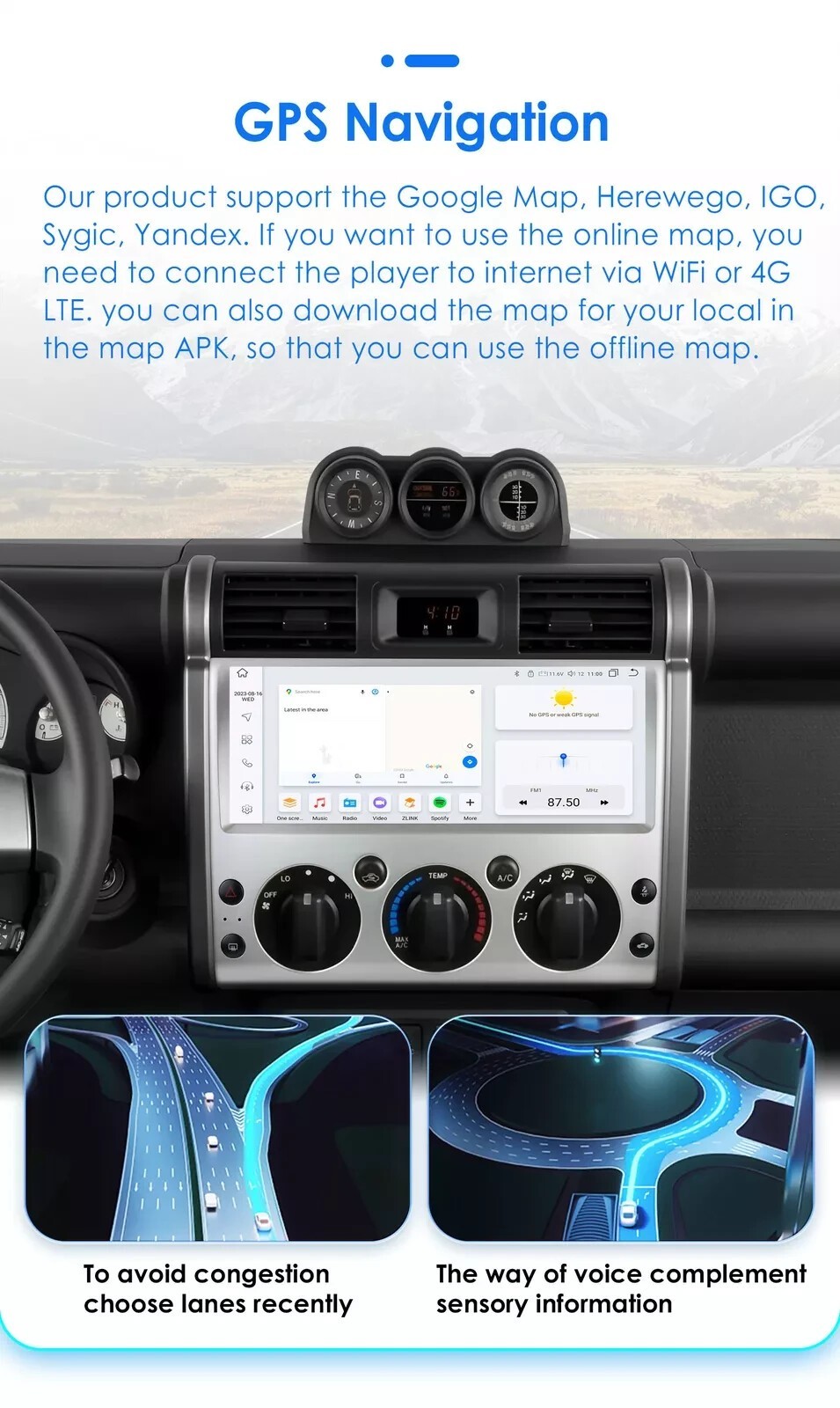 12.3Inch Car Stereo Radio For Toyota FJ Land Cruiser 2006-2021 GPS Carplay Navi