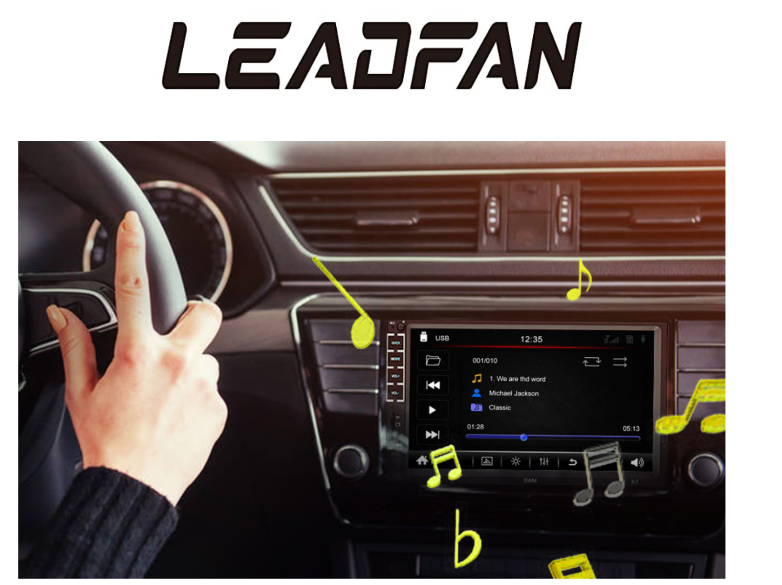 7″Car Stereo Touch Screen Car Audio Receiver Double Din FM Radio Bluetooth Video