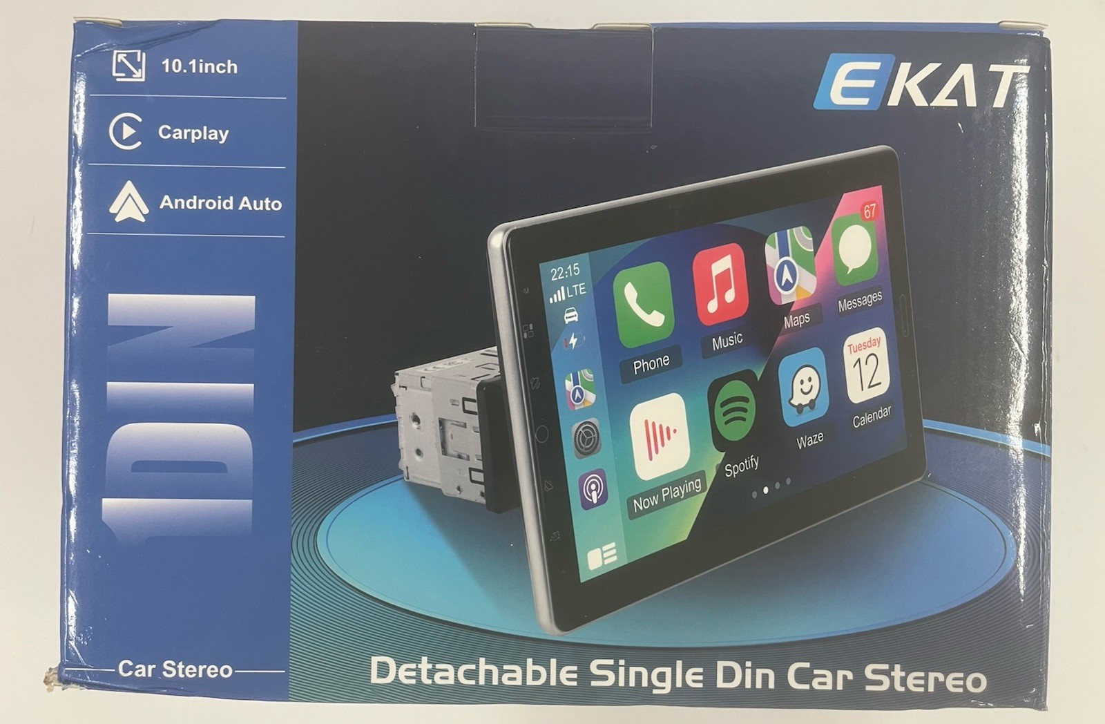 EKAT 10.1 inch Detachable Single Din Car Stereo with CarPlay and Android Auto
