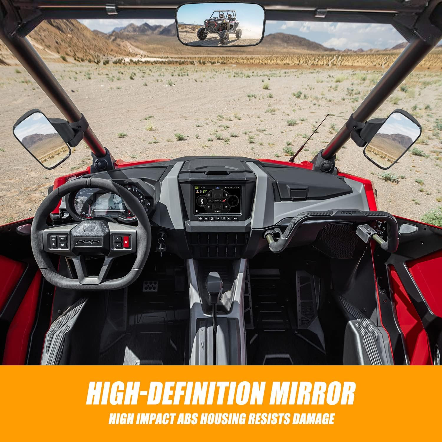 RANSOTO UTV Side Rear View Mirror and Center Mirror for 1.6″ to 2″ Bar Compatibl