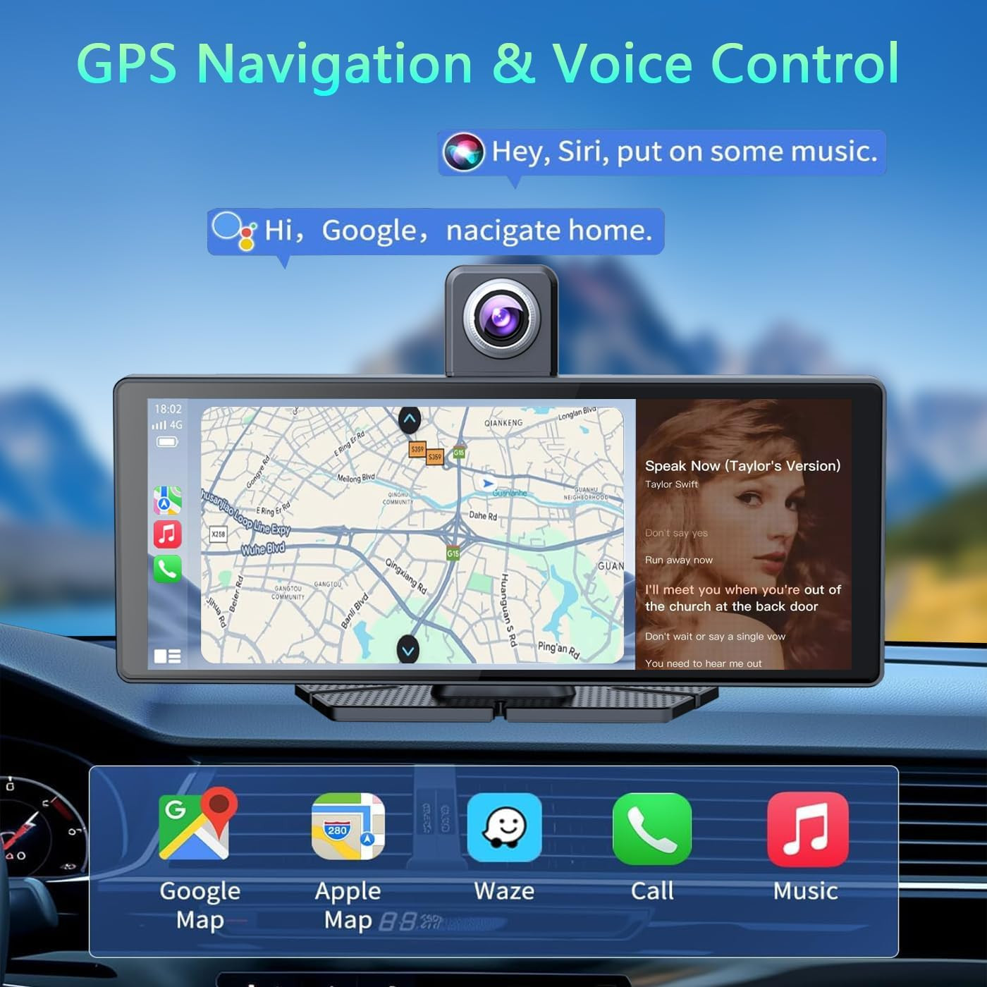 10.26″ Wireless Portable Carplay Screen Carplay & Android Auto Car Stereo 360 Ro