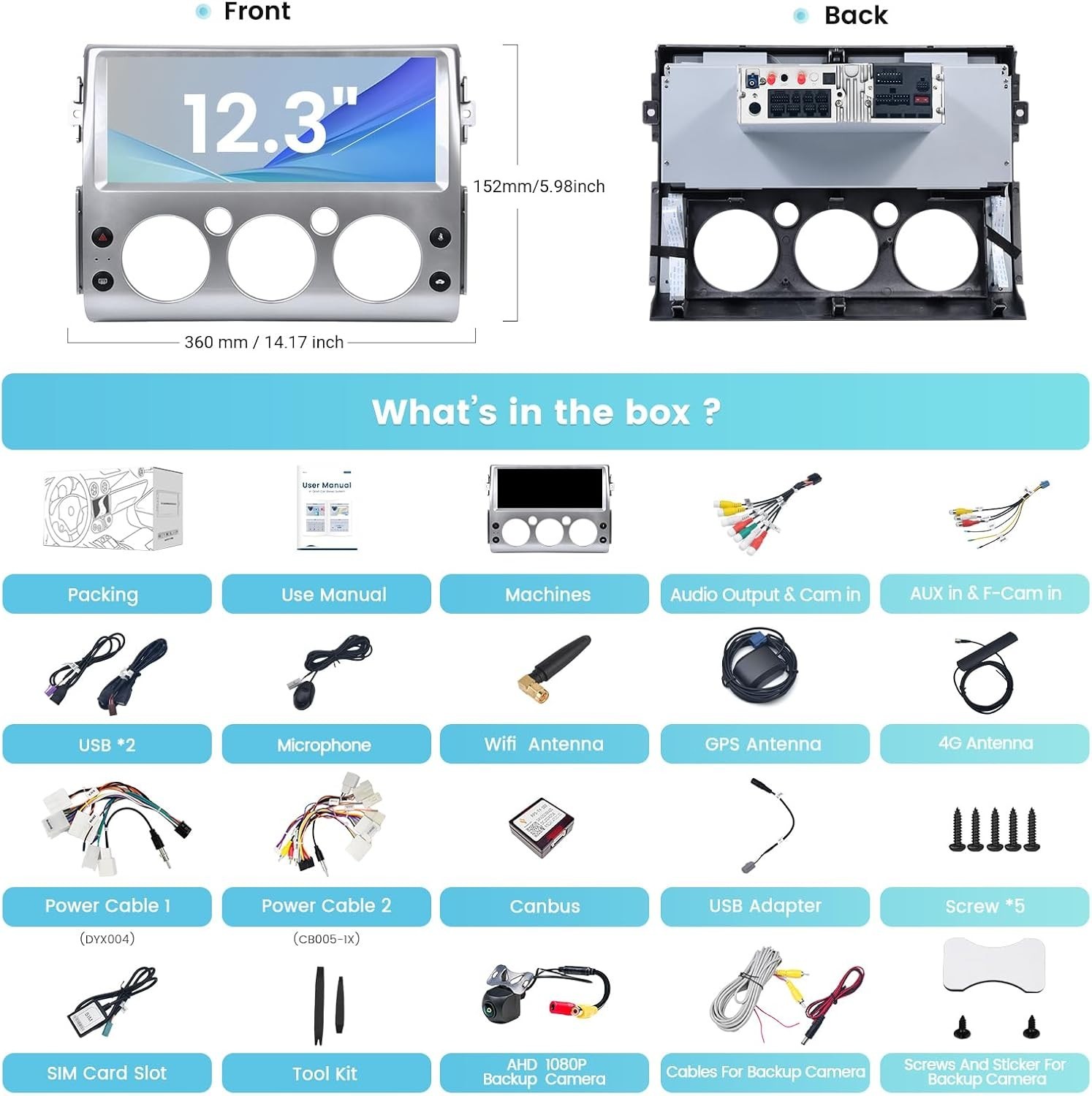 Roadanvi Android 12 Car Stereo for Toyota FJ Cruiser 2007-2018 CarPlay Radio GPS