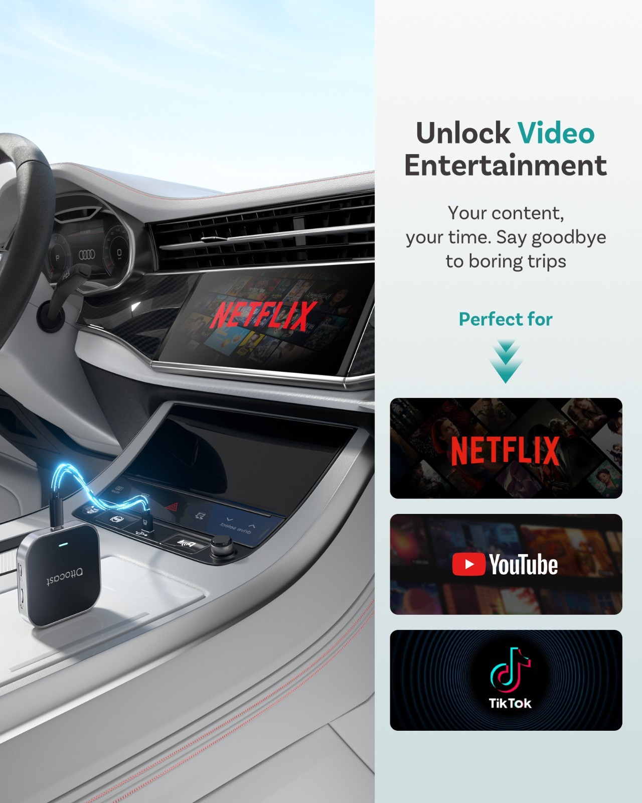 Wireless Android Auto CarPlay AI Box Android 12 Car Multimedia Streaming Device