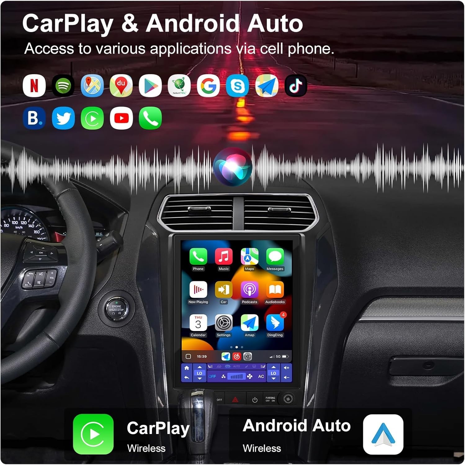 4+ 64 GB 12.1″ Car Radio Stereo Upgrade for 11-19 Ford Explorer, 8 Core