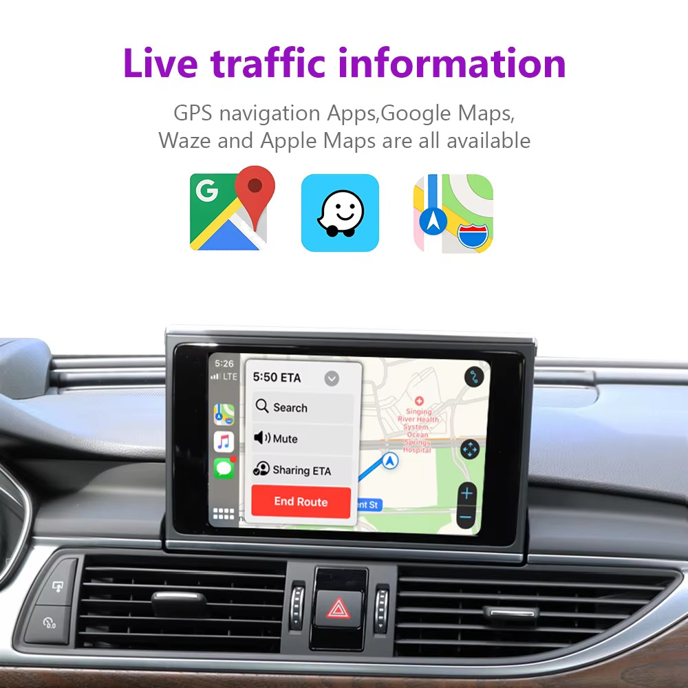 Wireless Carplay Android auto Receiver Smart box For Audi A6 A7 2012-2015 3G MMI