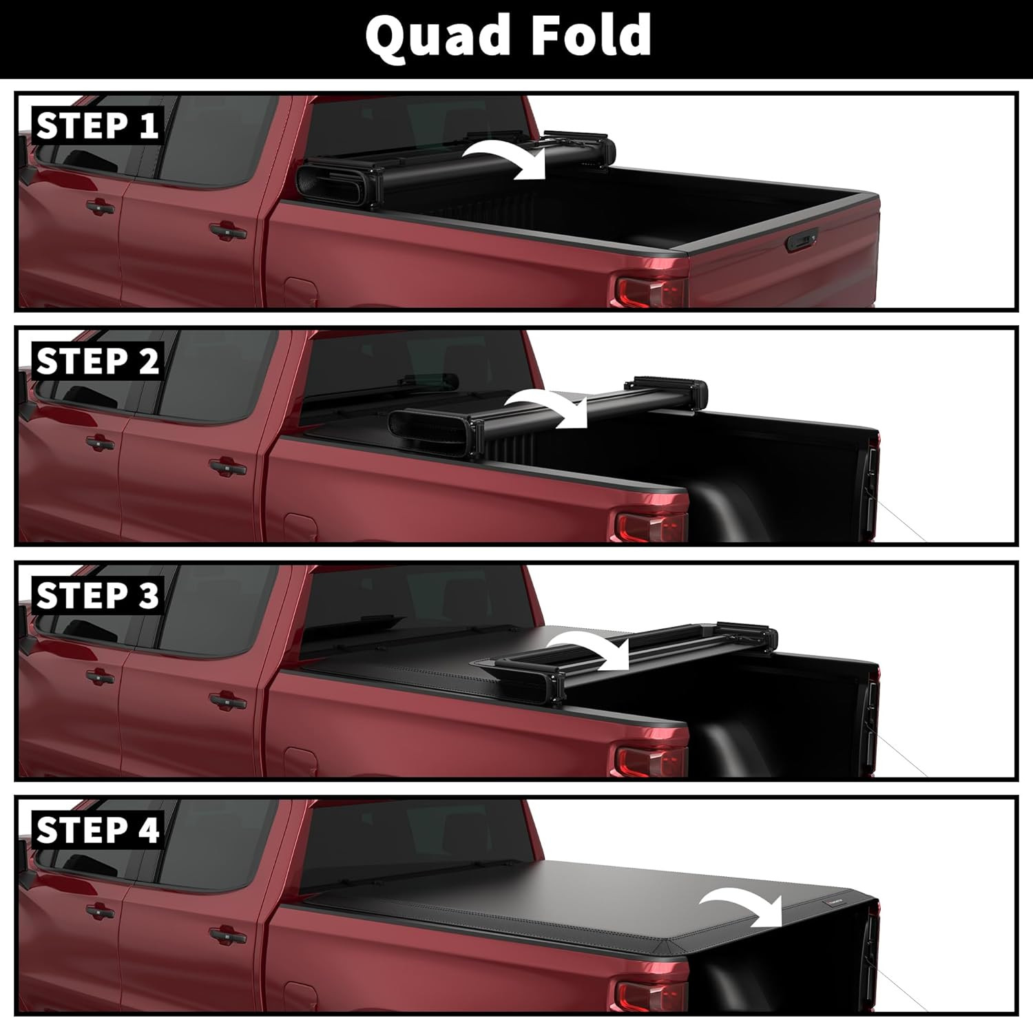 5.5FT Soft Quad Fold Truck Bed Tonneau Cover Compatible for 2014-2026 Toyota Tun