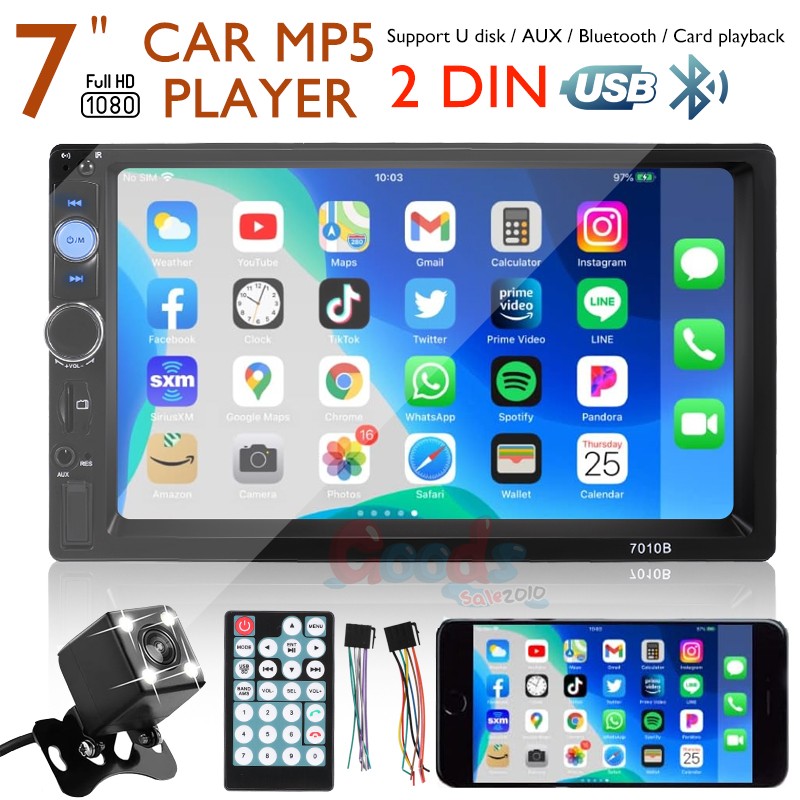 Bluetooth MP5 Estéreo Receptor para coche Con Cámara trasera y Pantalla Tactil