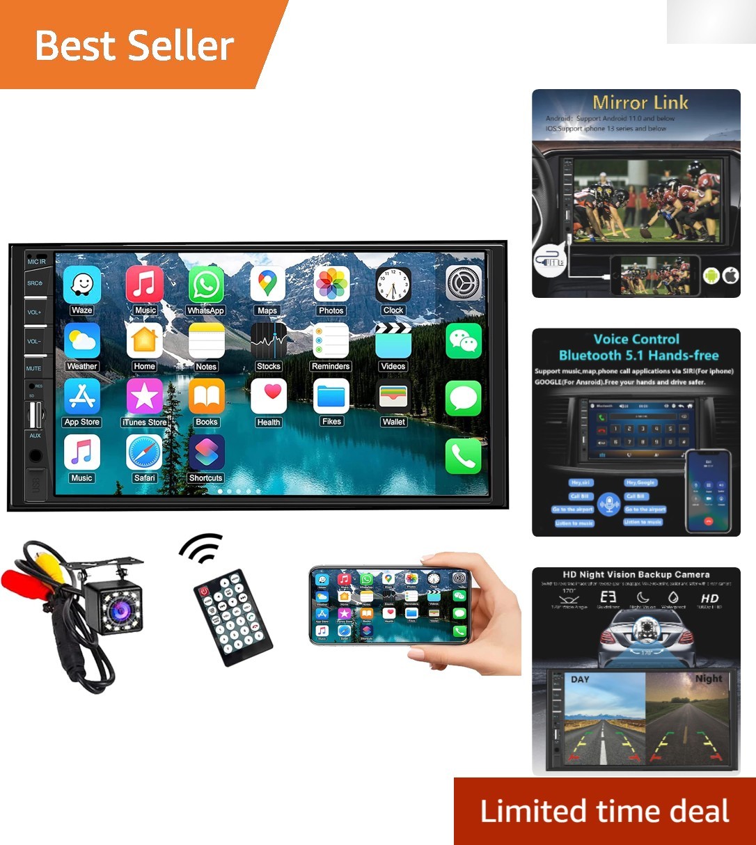Car Stereo with Bluetooth 5.1, Touchscreen & HD Backup Camera – Ultimate Upgrade