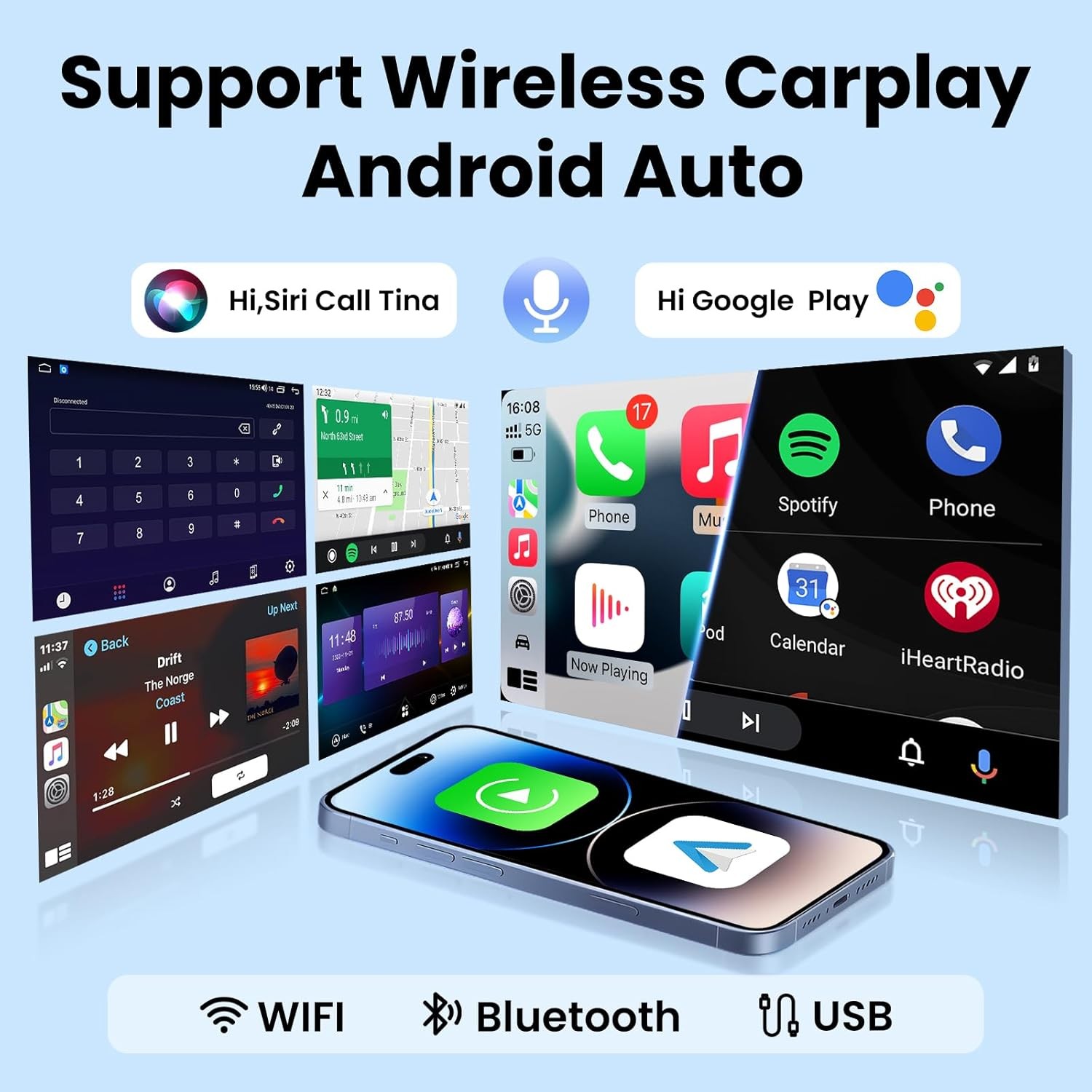 For 2003-2006 Jeep Wrangler 9″ IPS Screen Android 13 CarPlay Radio GPS WIFI