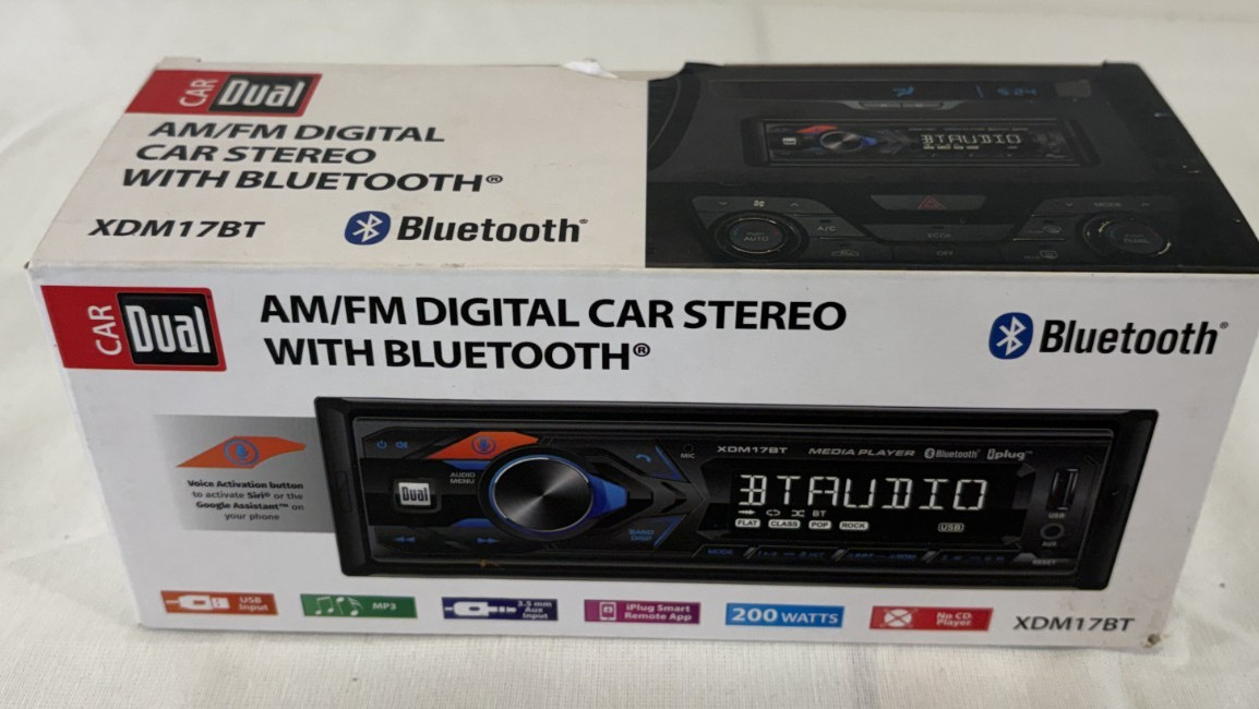Dual Electronics XDM17BT Single DIN Car Stereo USB & Aux Input Bluetooth AM/FM