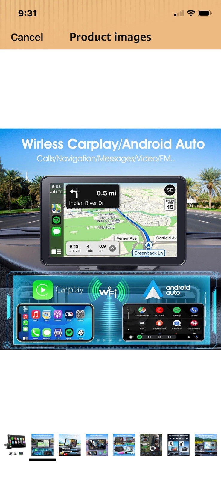 8” Wireless Portable CarPlay & Android Auto Screen with Backup Camera NEW!!!