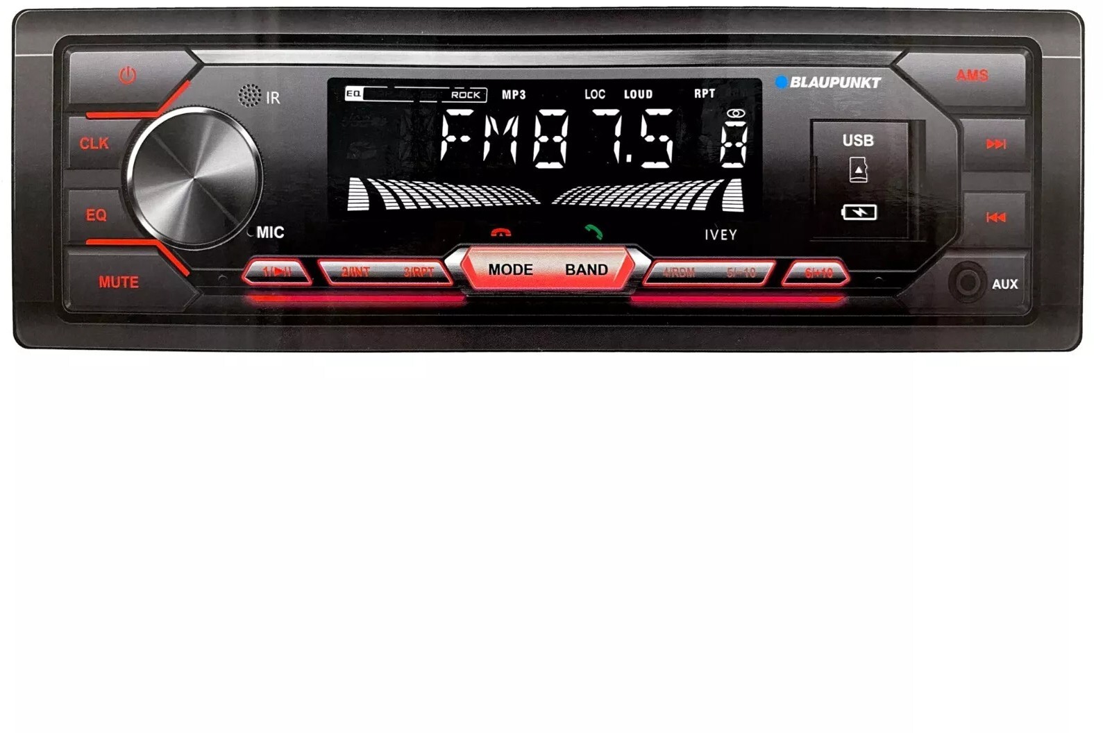 Blaupunkt IVEY Single DIN Car Stereo Bluetooth Receiver with USB Aux Input