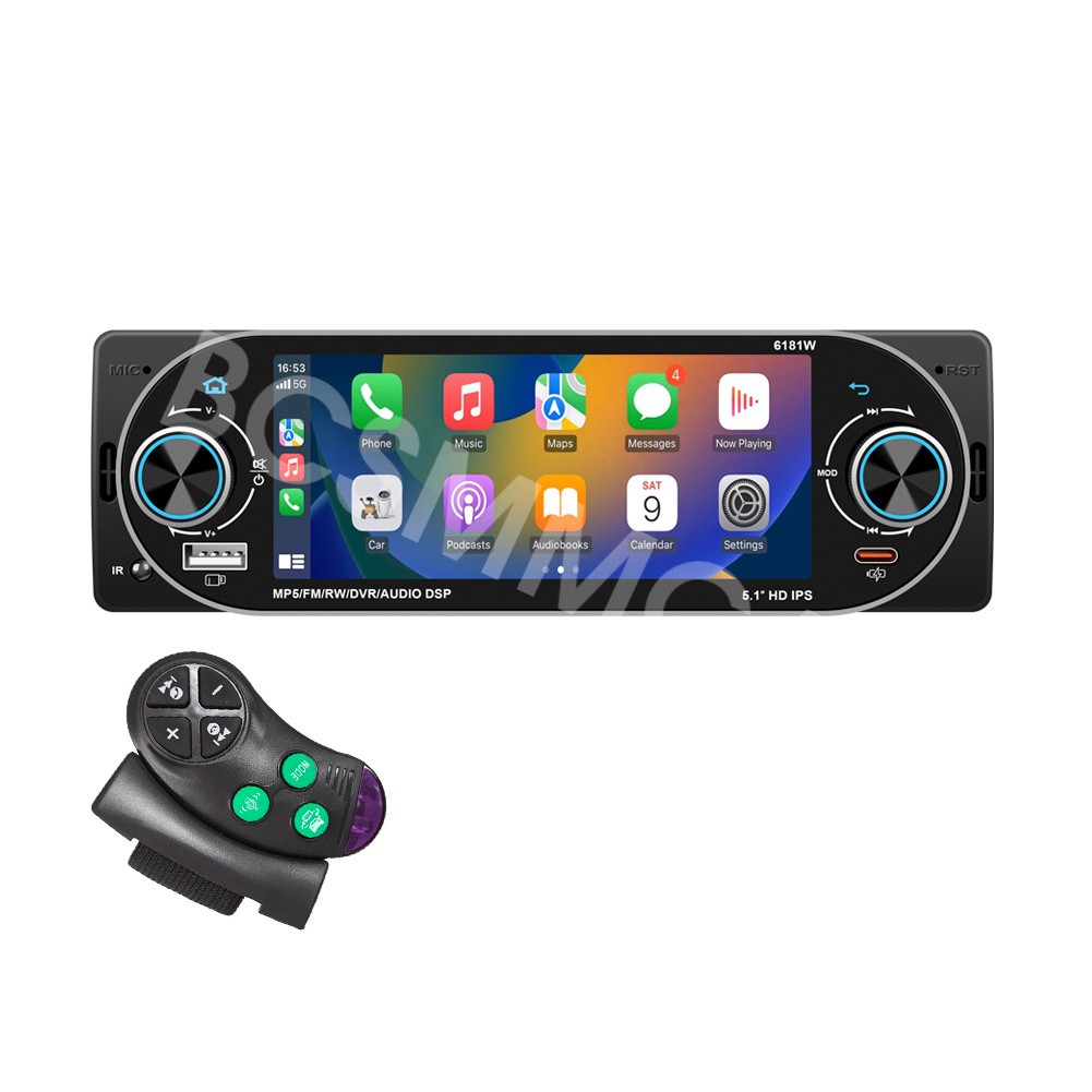 Car Radio Stereo MP5 Player Bluetooth FM HD Video Type-C Mirror Link With SWC