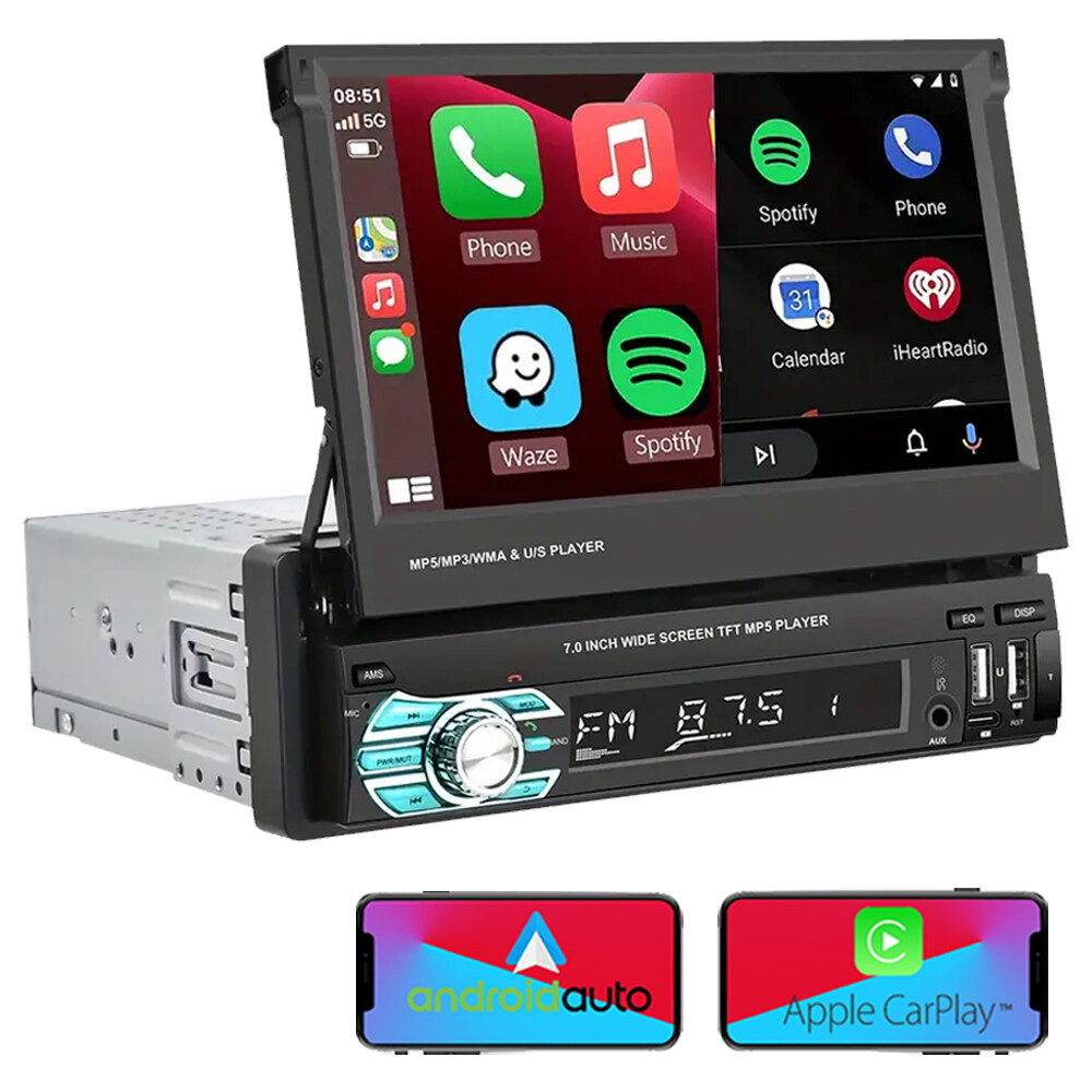 7″ 1Din Car Radio Wireless Carplay Android auto MP5 Player Touchscreen Bluetooth