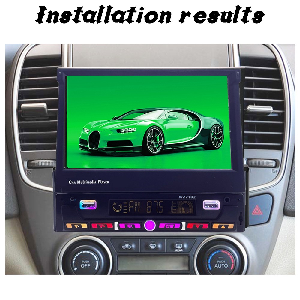 7″ Single Din Motorized Car Stereo Android Auto Radio Wireless Carplay