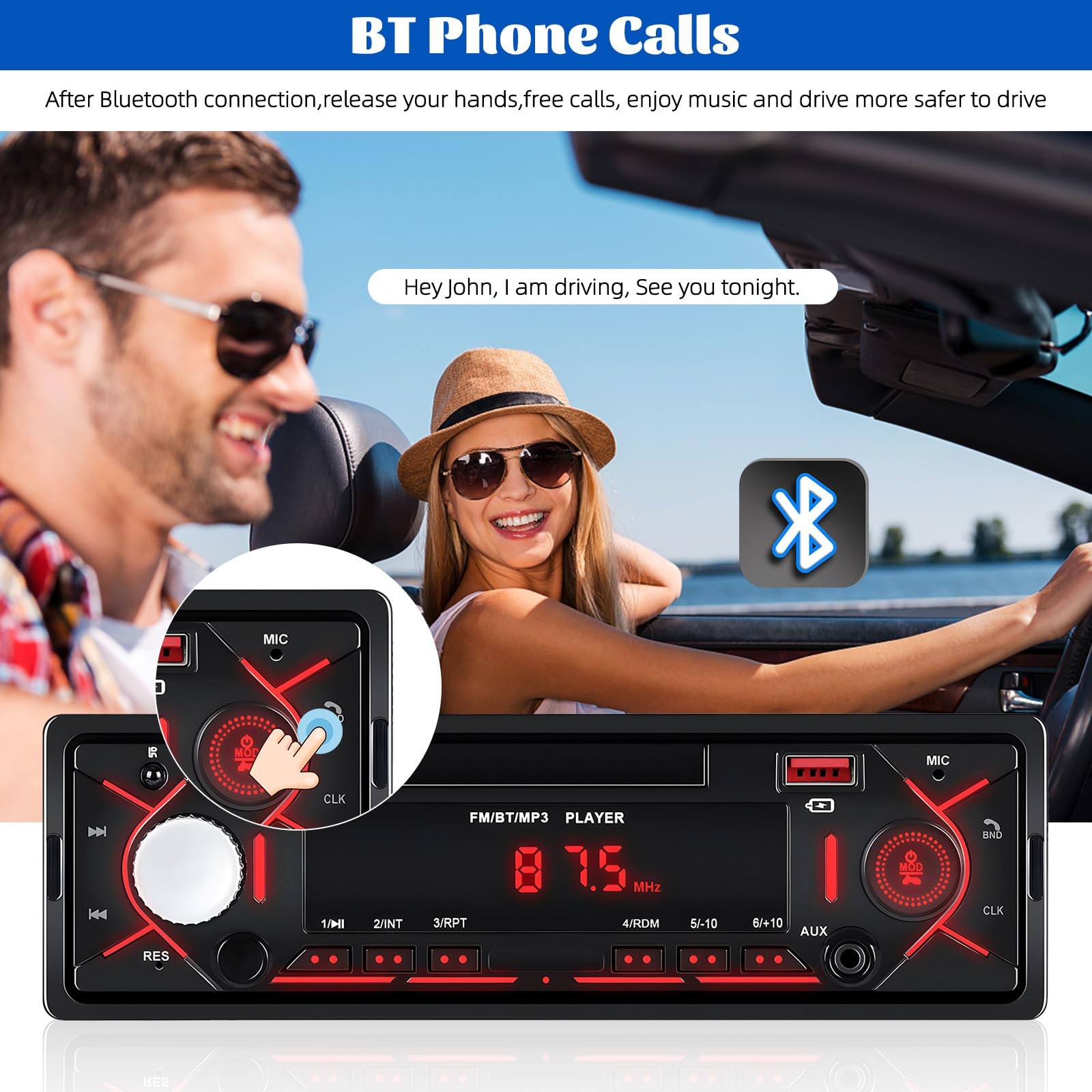 Single Din Bluetooth Multimedia Car Stereo Radio,Car Audio MP3 Player Support…