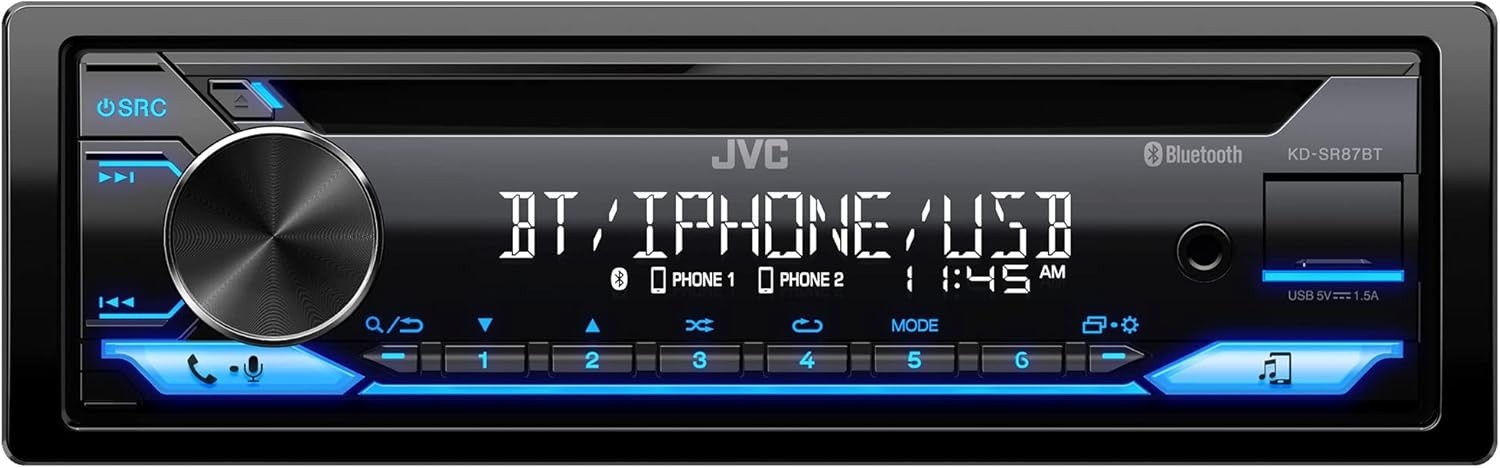 KD-SR87BT Single DIN Car Stereo CD Player Bluetooth 200W Receiver 13-Band EQ