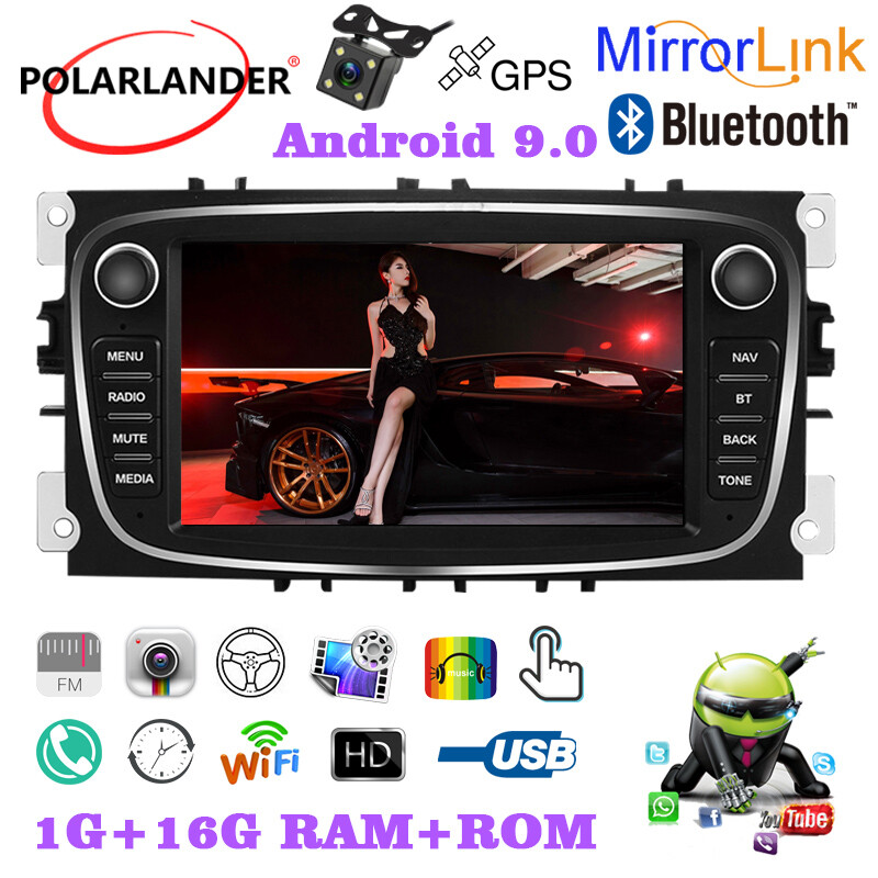 7 In 2 Din TFT Touch Screen Car Radio Android 9.0 MP5 Player For Mondeo9 GalaxyC