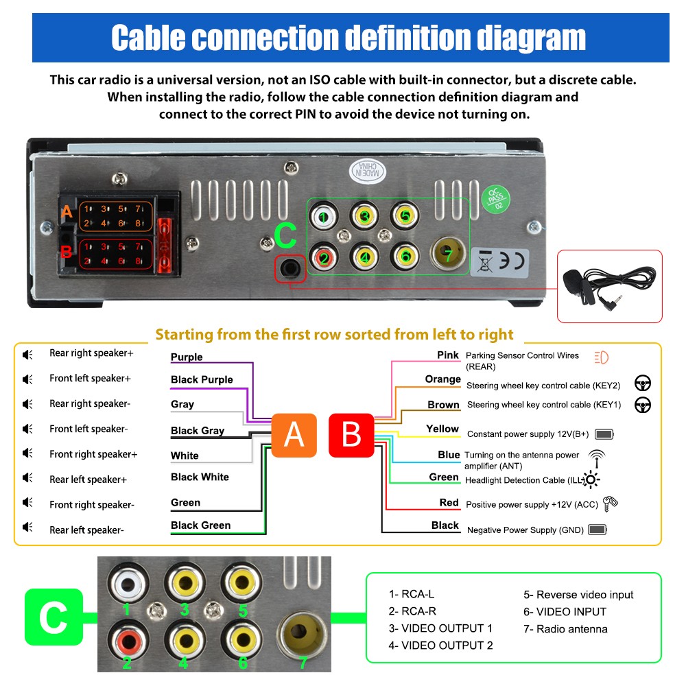 Rear Camera MIC 6.36″CarPlay Android Auto Universal Car Stereo Multimedia Player