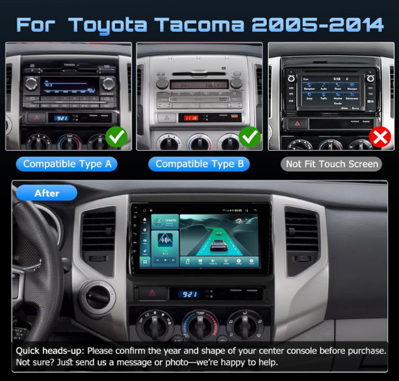 9″ 2+64G Android Auto Carplay Stereo Radio for Toyota Tacoma 2005-2014 w Cooling