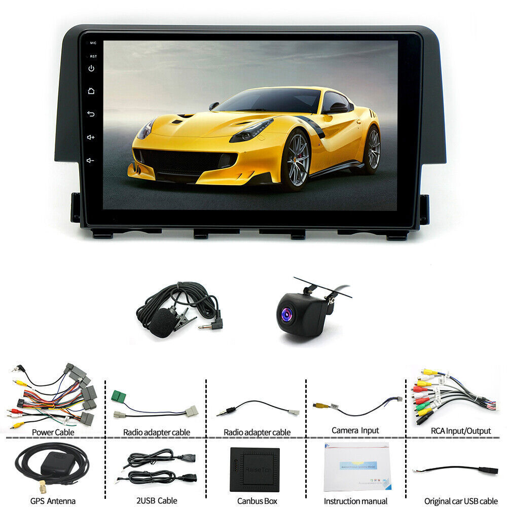 For Honda Civic 9″ Android 13 Carplay Car Radio GPS Navigation SWC WIFI + Camera