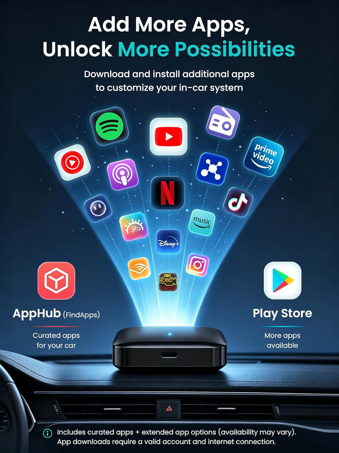 Magic AI Box Wireless CarPlay & Android Auto Adapter, Car Video Box for OEM Wire