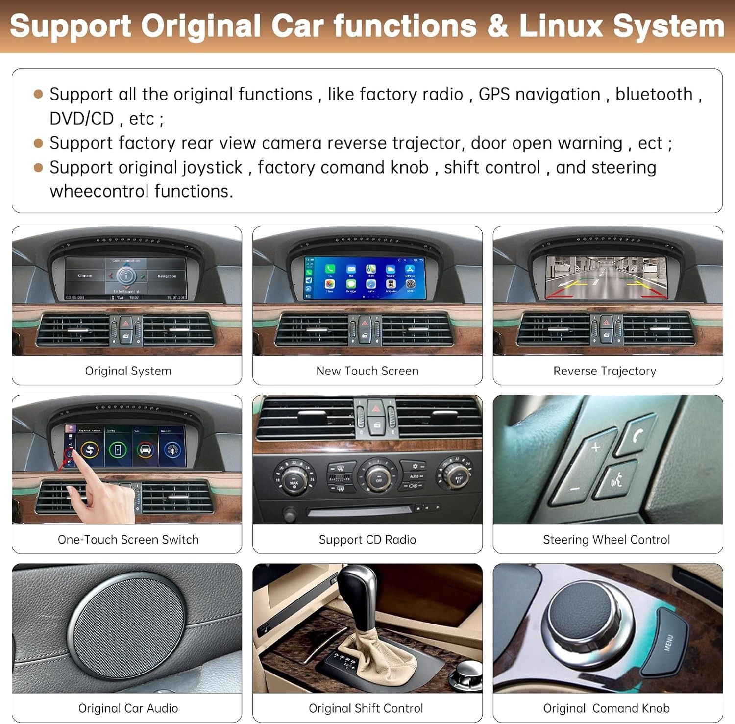 Double Din Car Stereo for BMW 5 Series E60 E61 2005-2008 with System 8.8 Inc4300